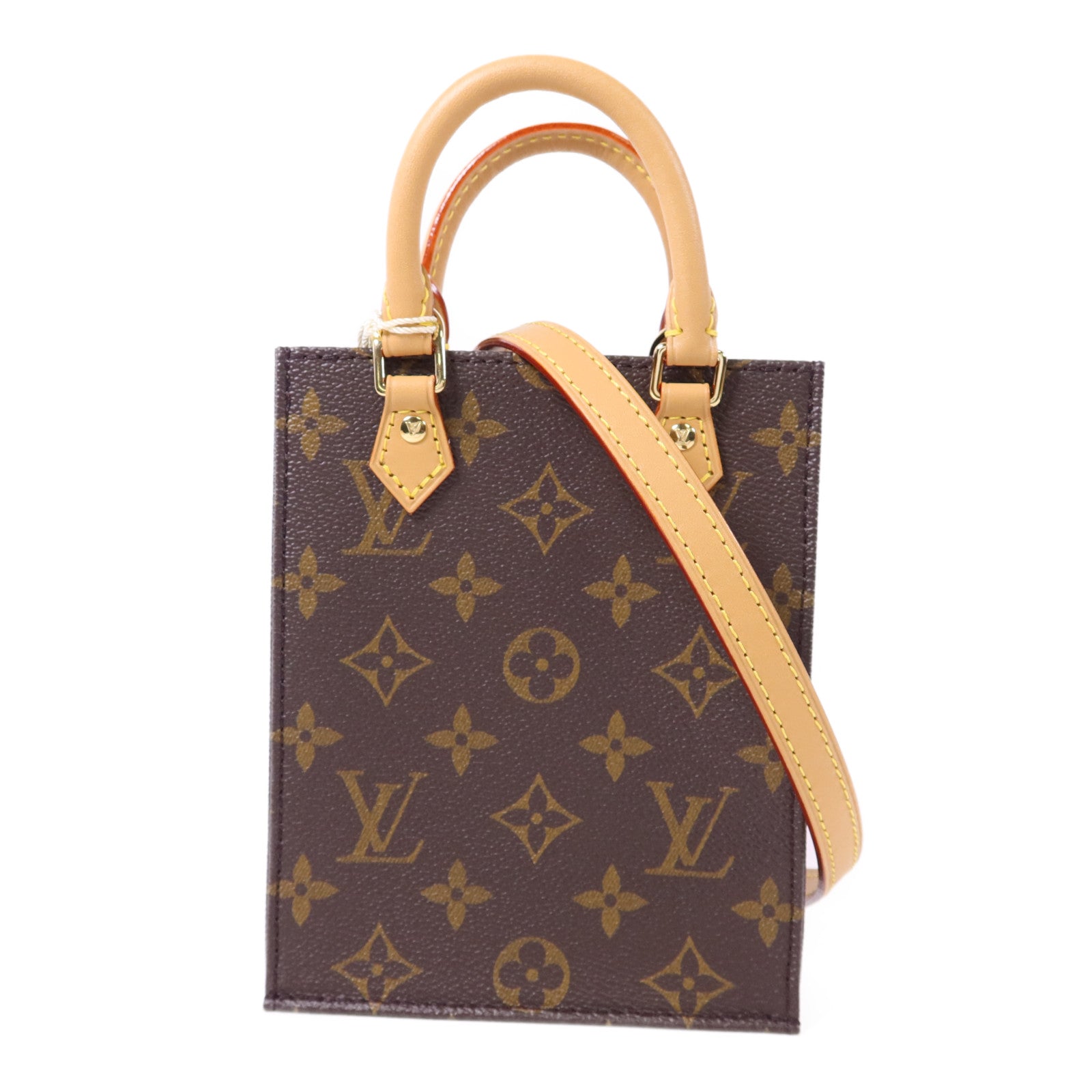 LOUIS VUITTON Monogram Petit Sac Plat金扣手挽肩背兩用袋