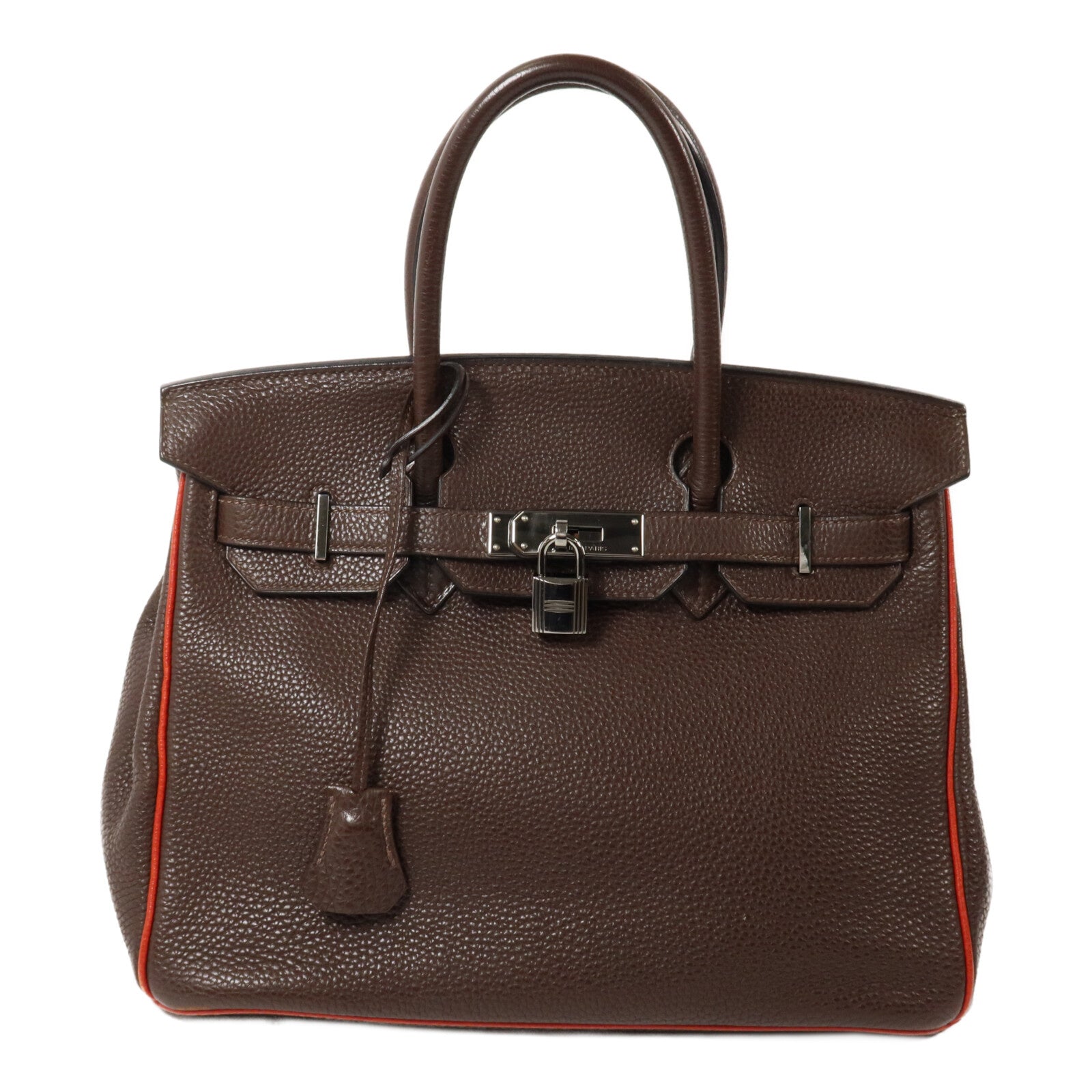 HERMES Togo皮革Birkin 30手挽袋Chocolat/Rouge Venitien