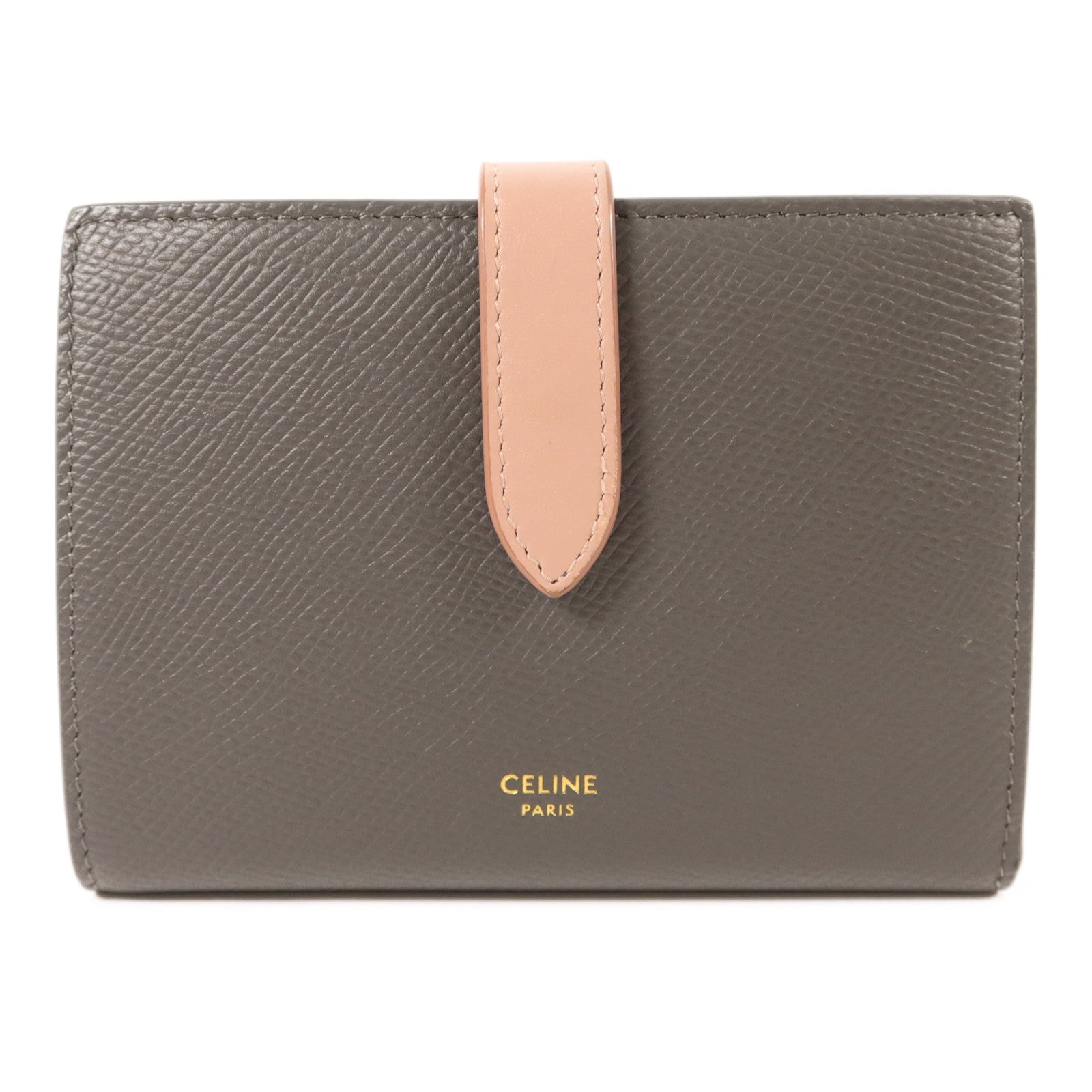 CELINE 牛皮皮革Medium Strap Wallet金扣錢包