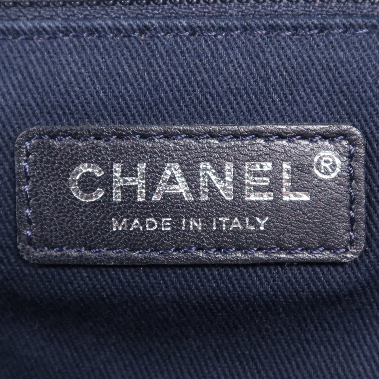 CHANEL 帆布Deauville Tote銀扣肩背袋