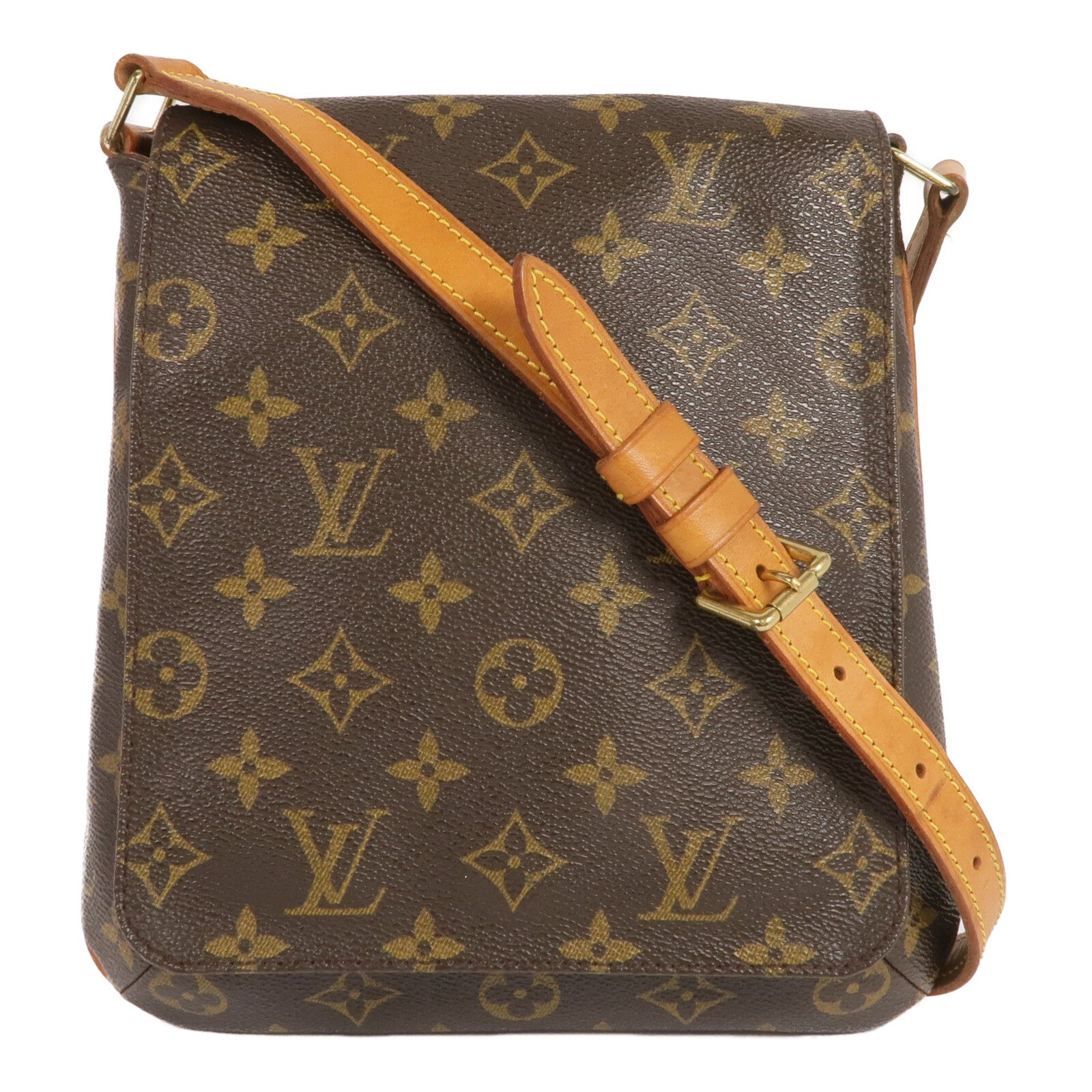 LOUIS VUITTON Monogram Musette Salsa金扣肩背袋棕色