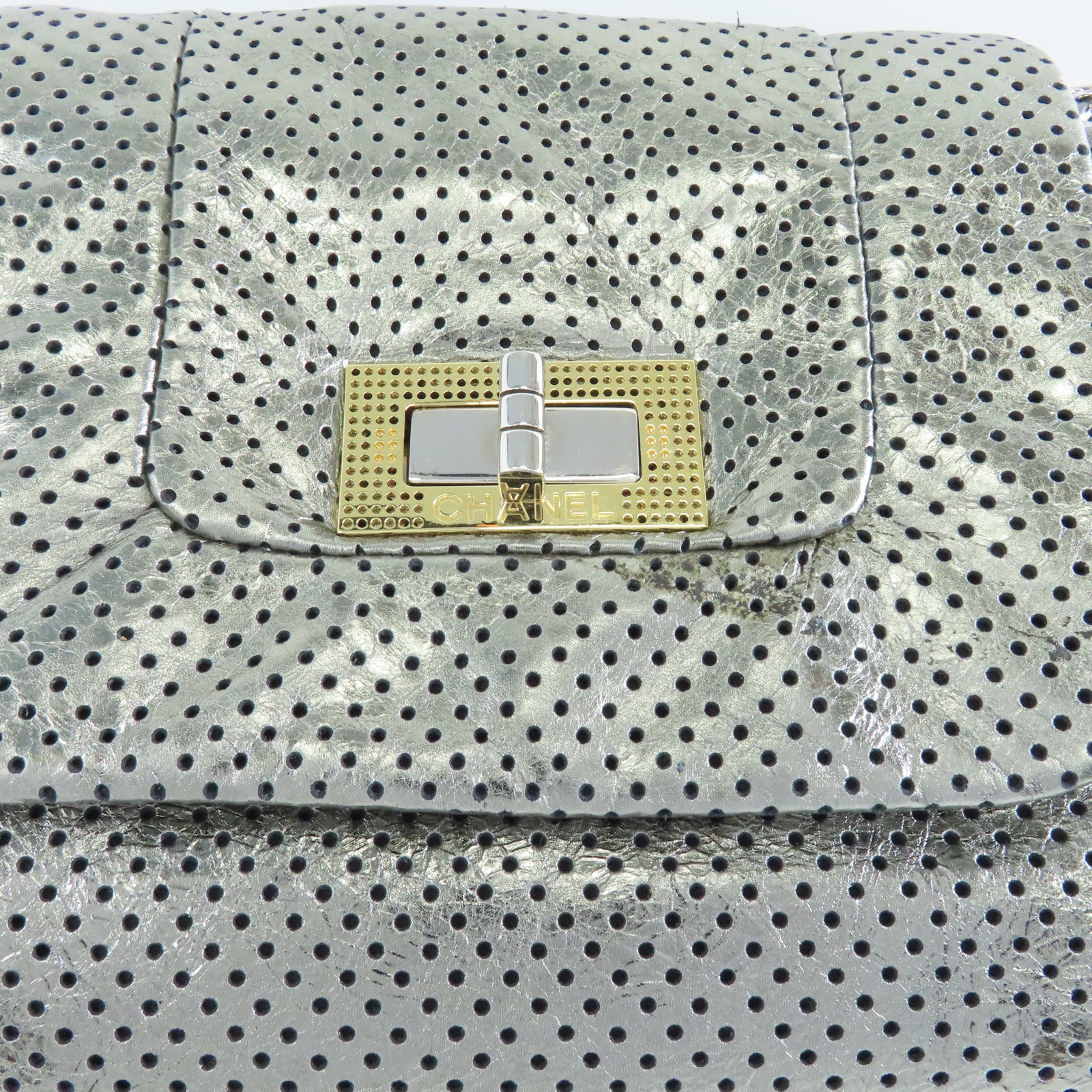 CHANEL 【激減優惠】牛皮皮革Chain Shoulder Bag金扣/銀扣鏈帶肩背袋綠色