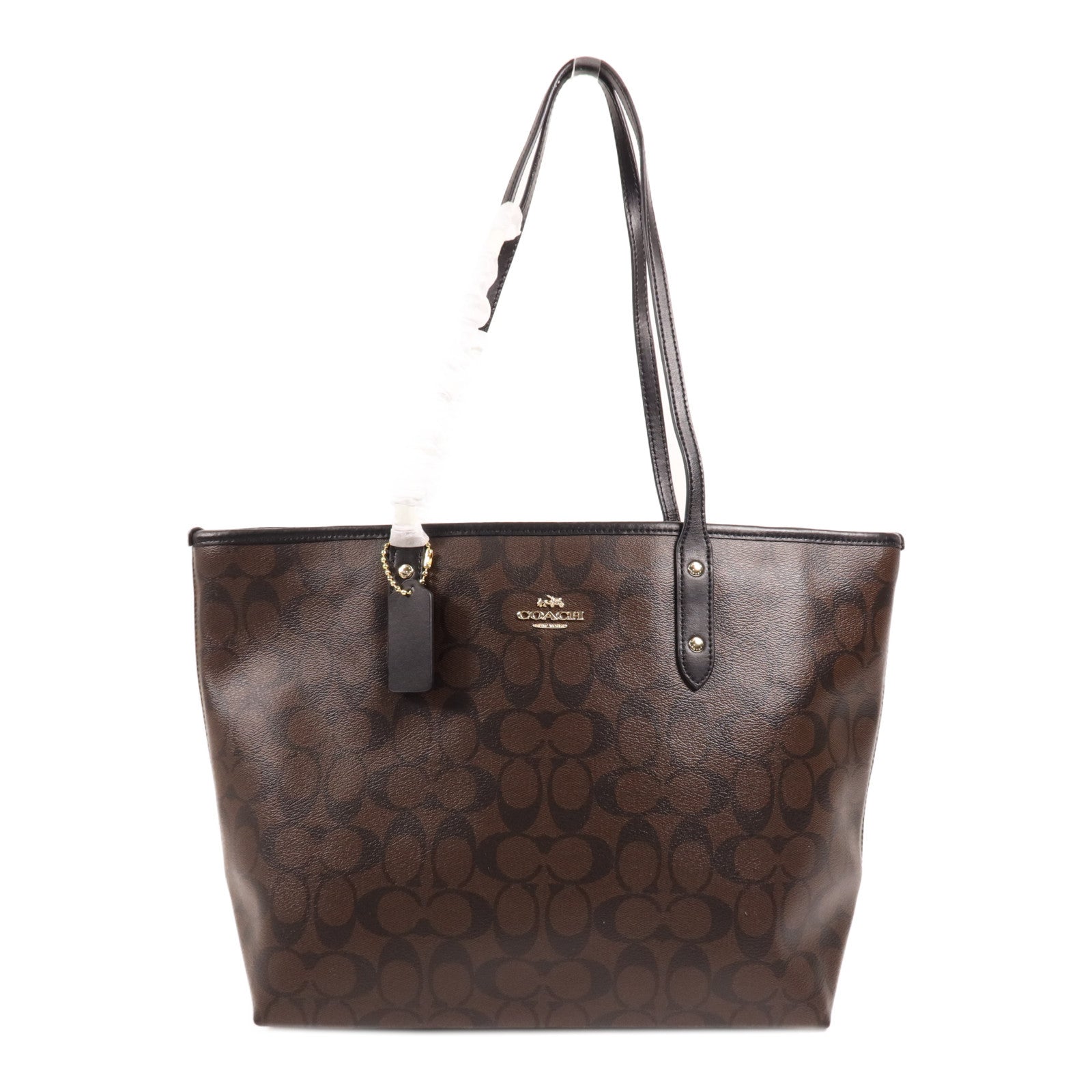 COACH 塗層帆布Tote Bag金扣肩背袋