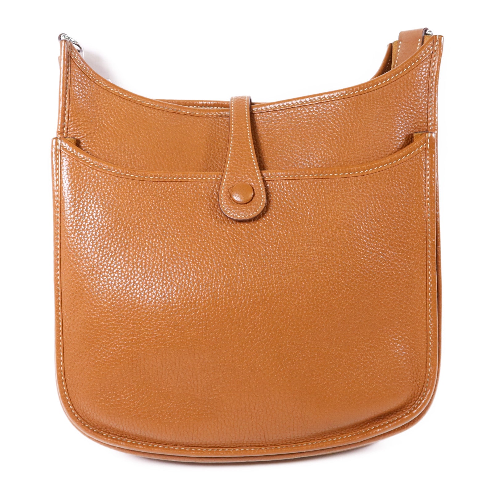 HERMES Clemence皮革Evelyne PM銀扣肩背袋Gold