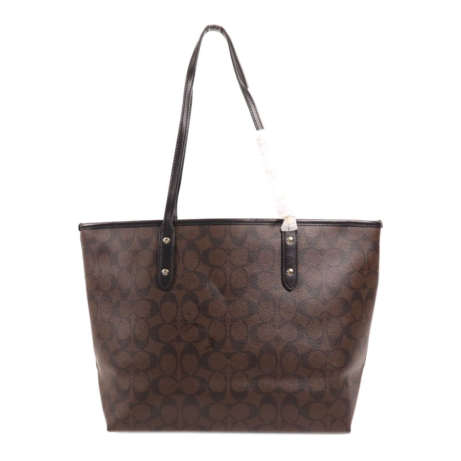 COACH 塗層帆布Tote Bag金扣肩背袋