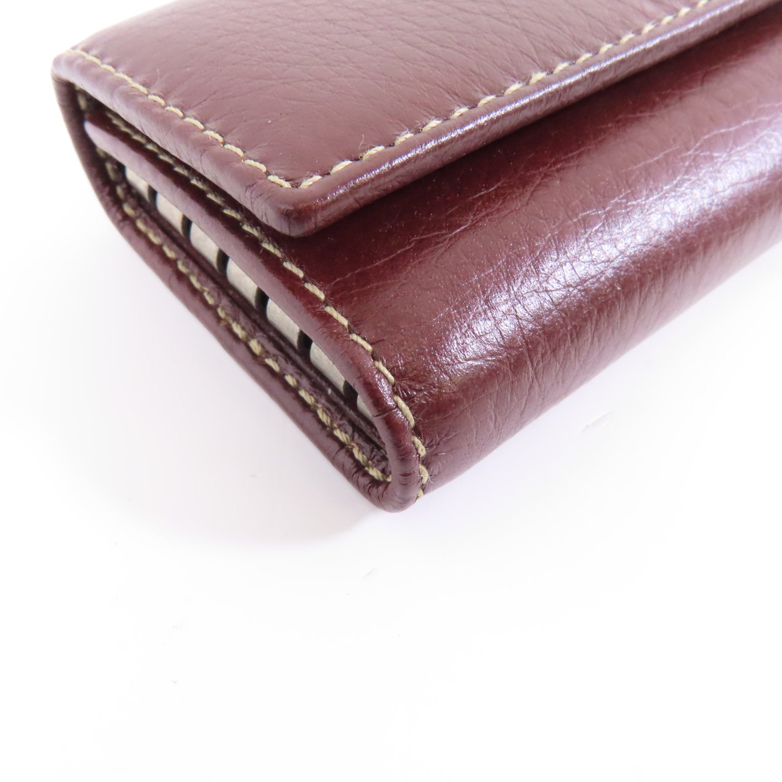 GUCCI (PRICE DOWN) GG SHW Key Case Holder 212177 Calfskin Leather Bordeaux Color