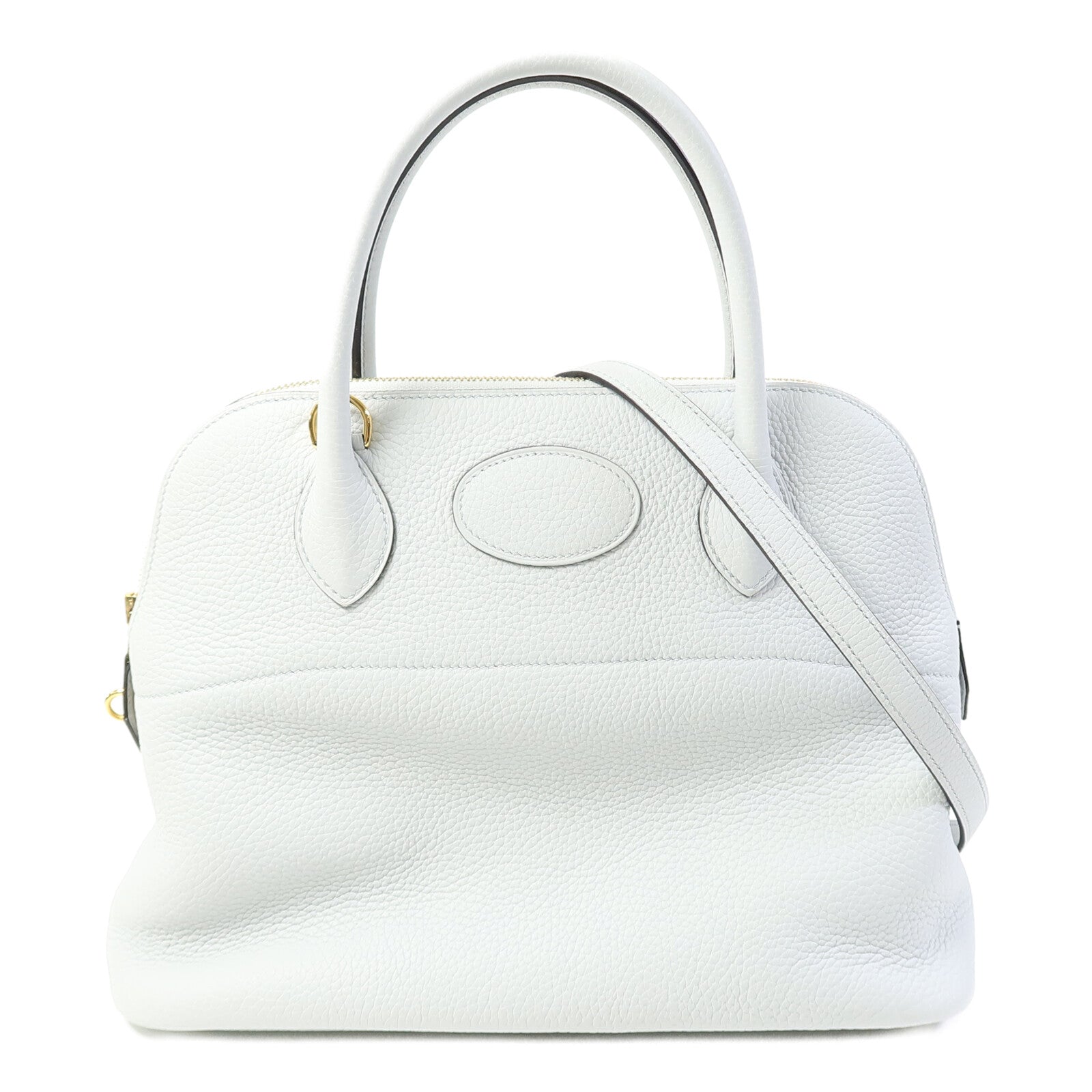HERMES Togo皮革Bolide 31金扣手挽肩背兩用袋Blue Glacier