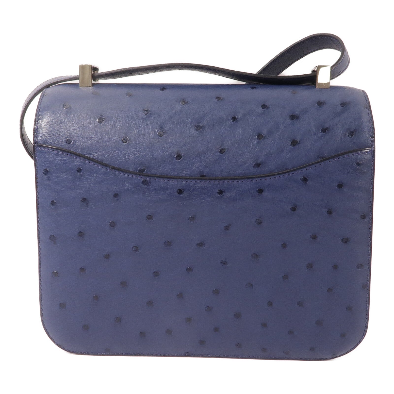 HERMES Ostrich皮革Constance 24肩背袋Bleu Iris