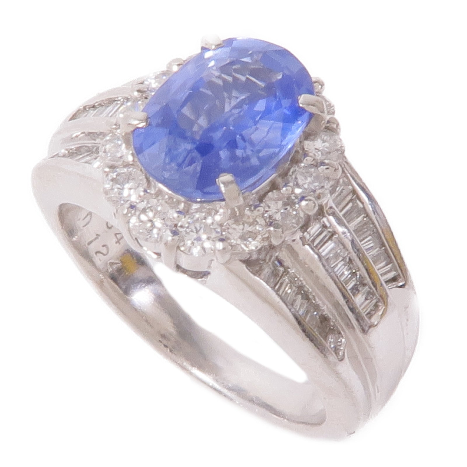 JEWELRY 【激減優惠】PT900鉑金Sapphire/Diamond Ring藍寶石/鑽石US#6.75