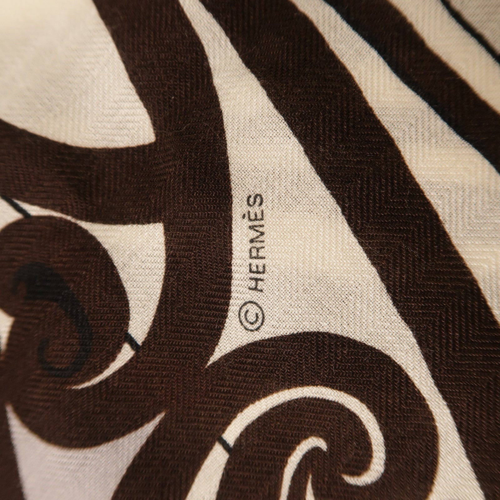 HERMES Scarf Wool/Silk Pink/Black/White