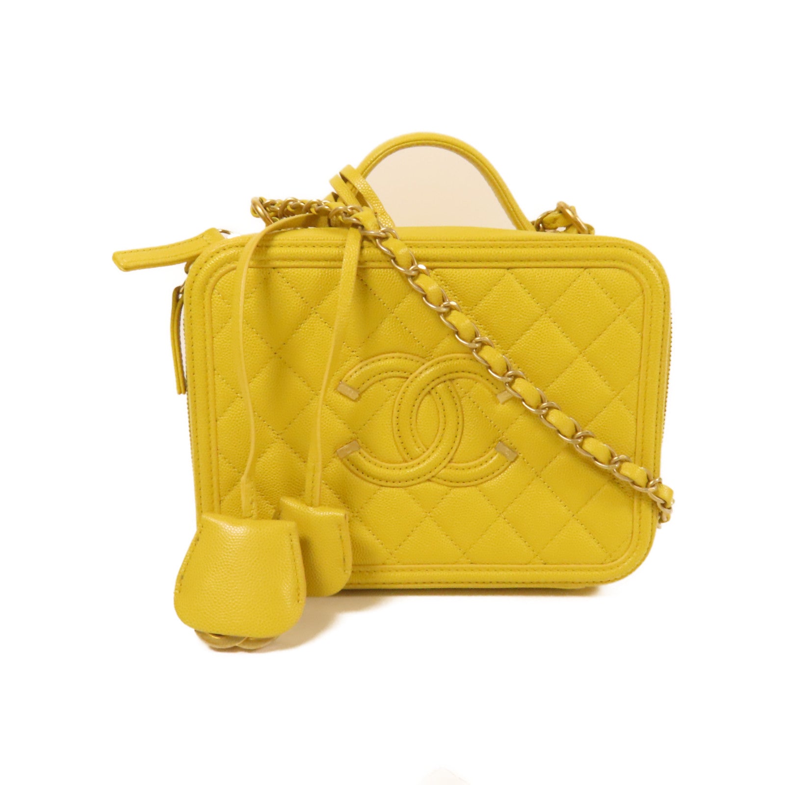 CHANEL 【激減優惠】牛皮皮革Vanity Case金扣手挽肩背兩用袋