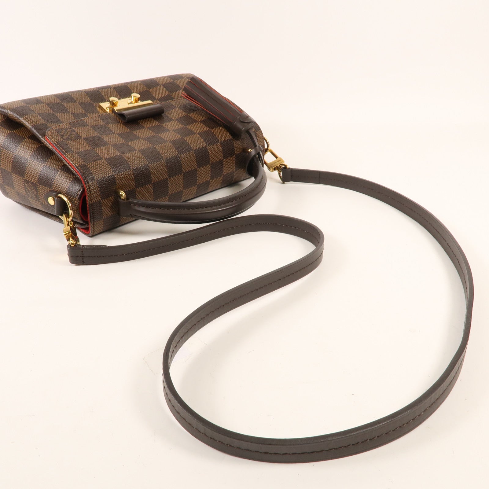 LOUIS VUITTON Damier Croisette金扣手挽肩背兩用袋