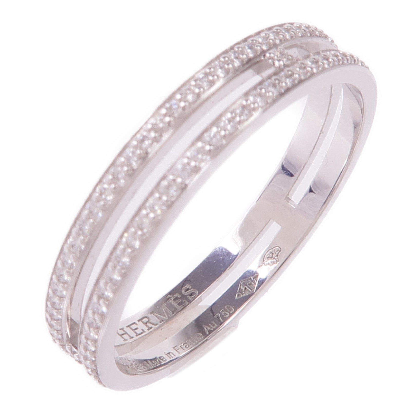 HERMES 18K白金Ariane Wedding Band鑽石戒指Hermes#56/US#7.5