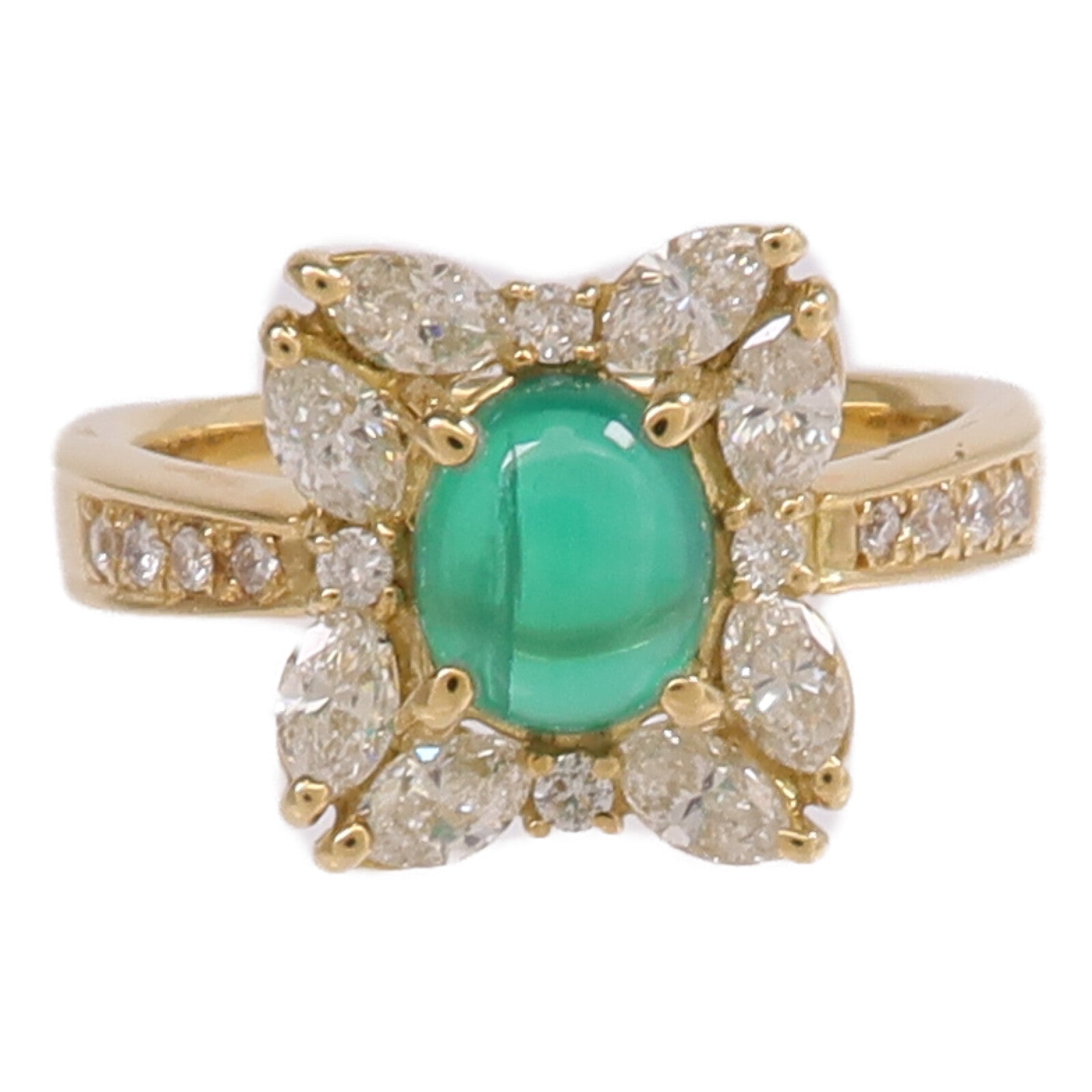 JEWELRY 18K黃金Emerald Diamond Ring綠寶石/鑽石戒指