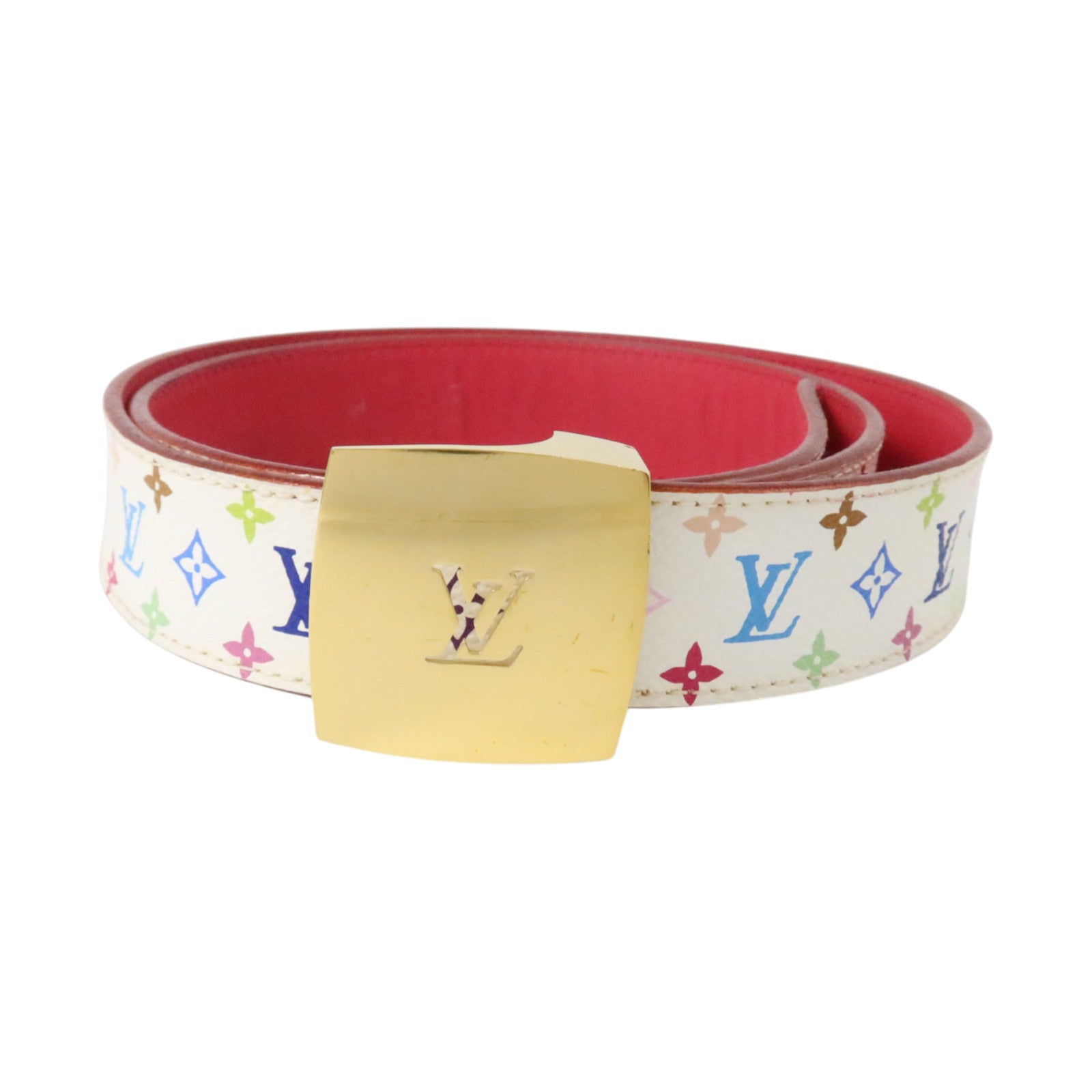 LOUIS VUITTON Monogram Multicolor Belt 85cm金扣腰帶