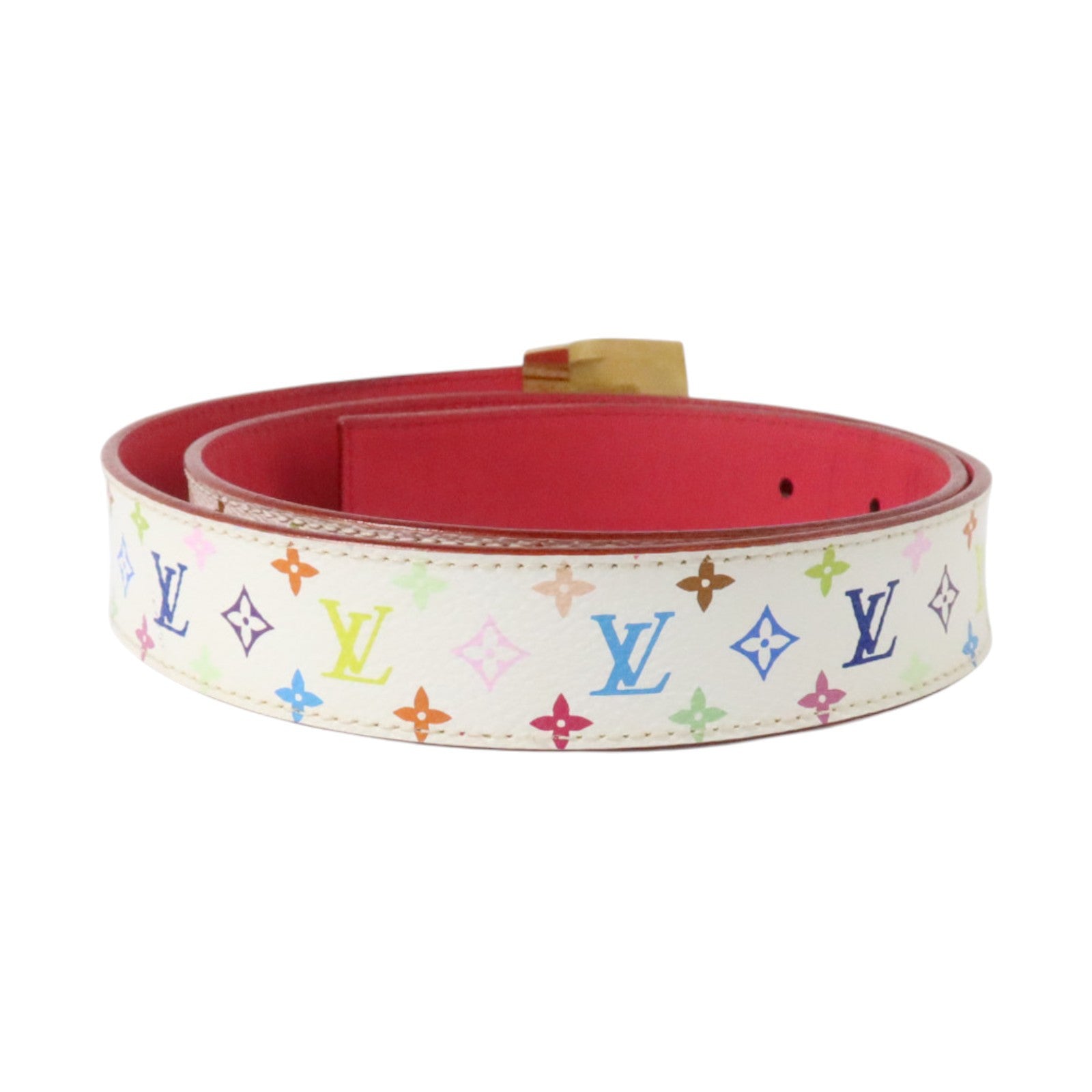 LOUIS VUITTON Monogram Multicolor Belt 85cm金扣腰帶