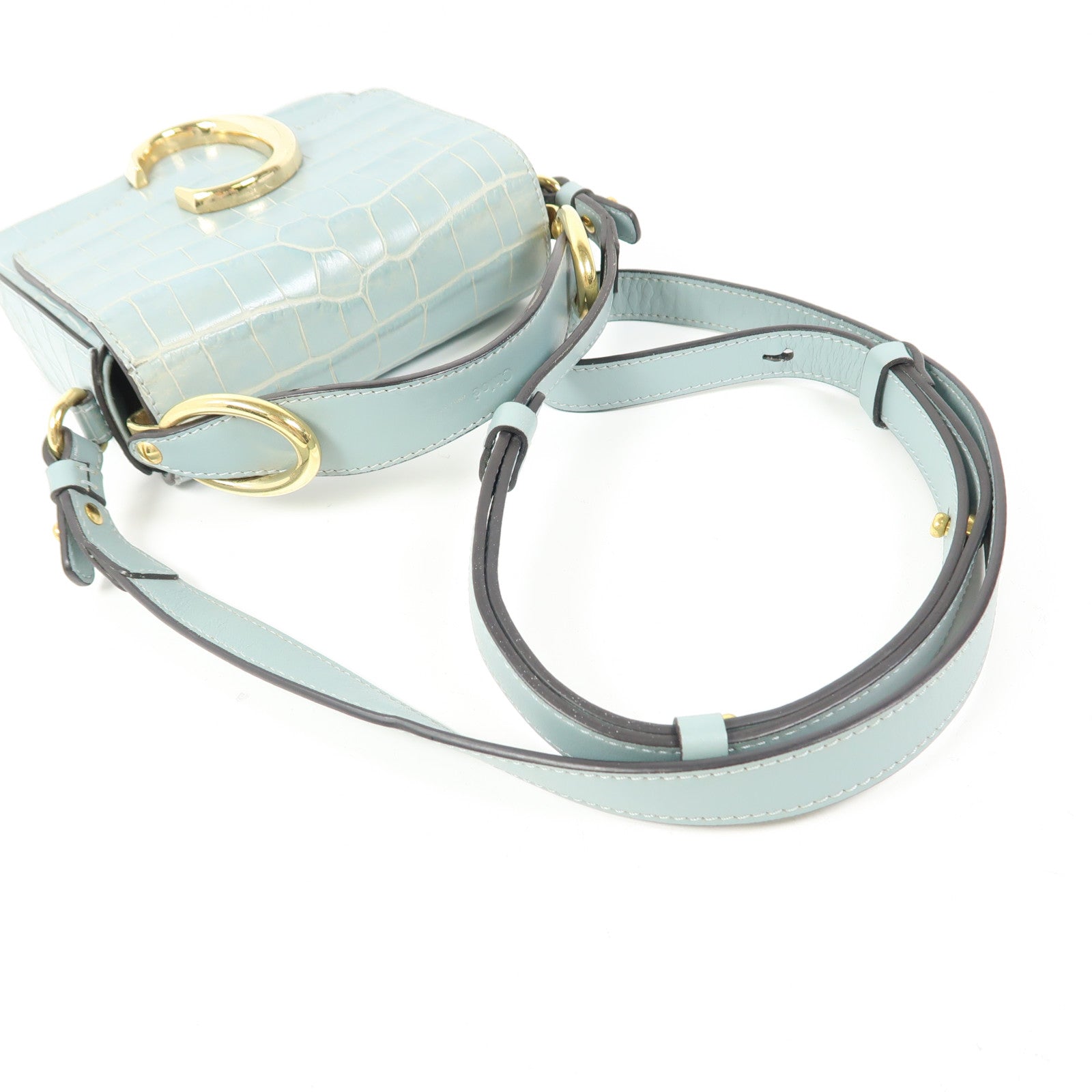 Chloe 牛皮皮革Mini C Bag金扣手挽肩背兩用袋