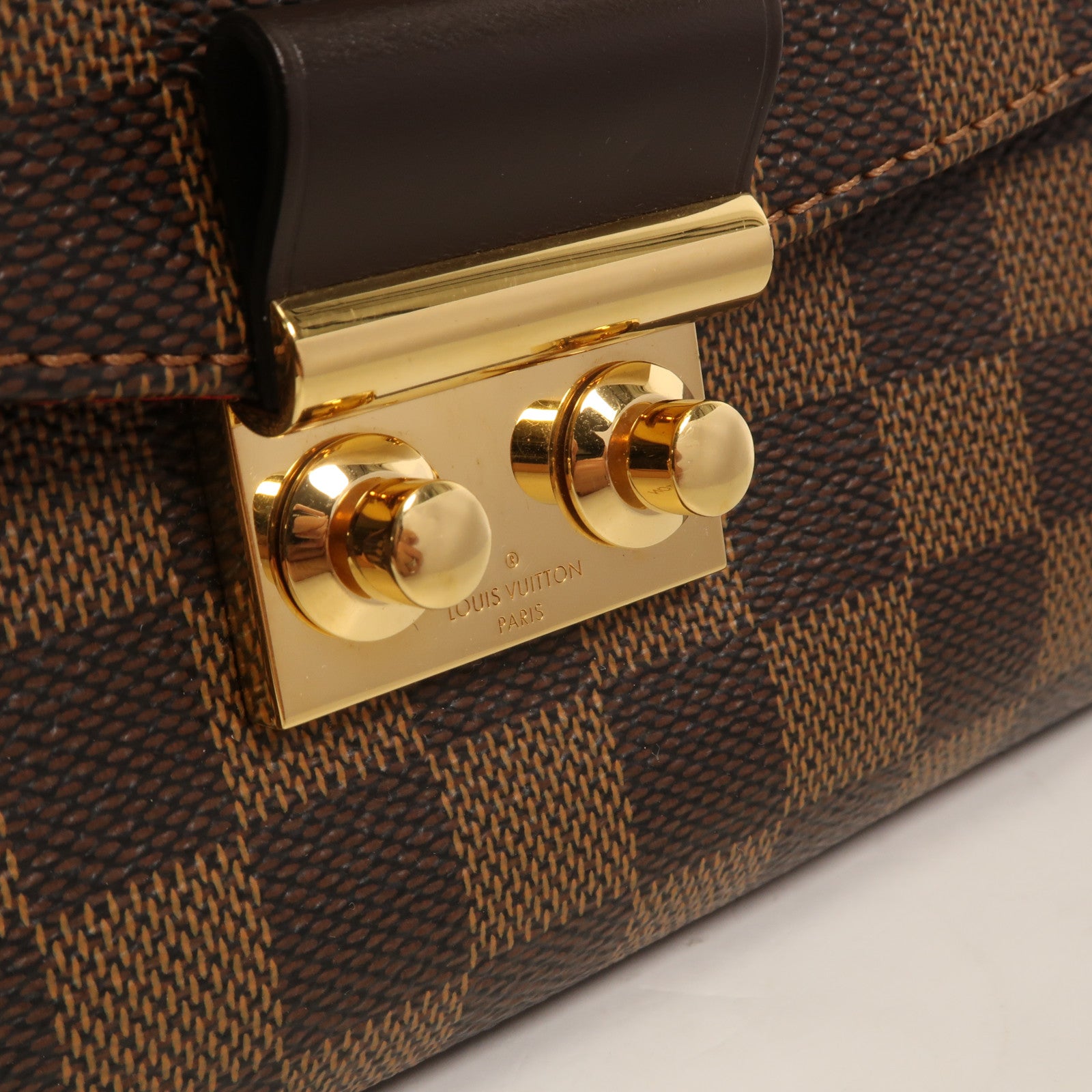 LOUIS VUITTON Damier Croisette金扣手挽肩背兩用袋