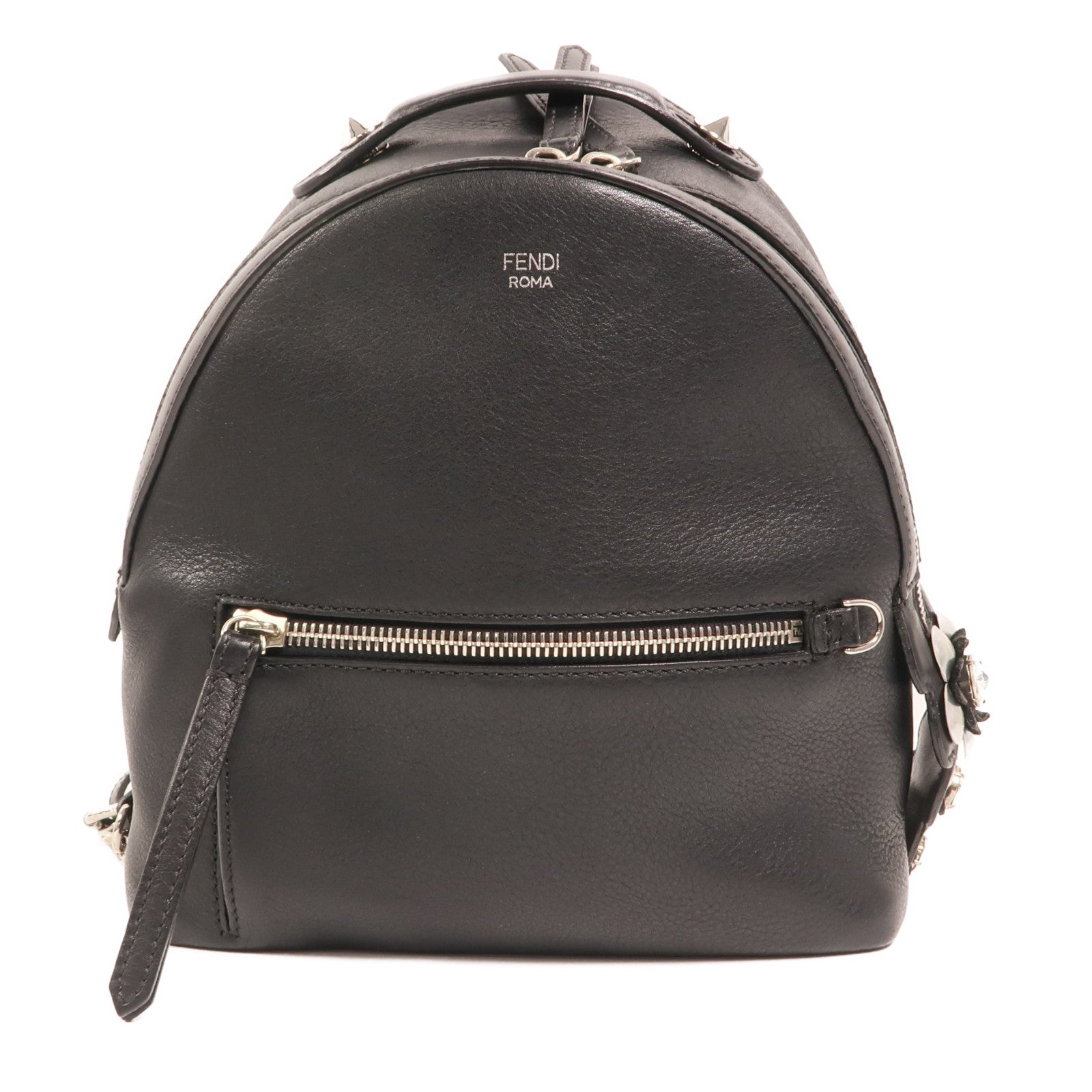 FENDI 牛皮皮革Roma Backpack銀扣背包