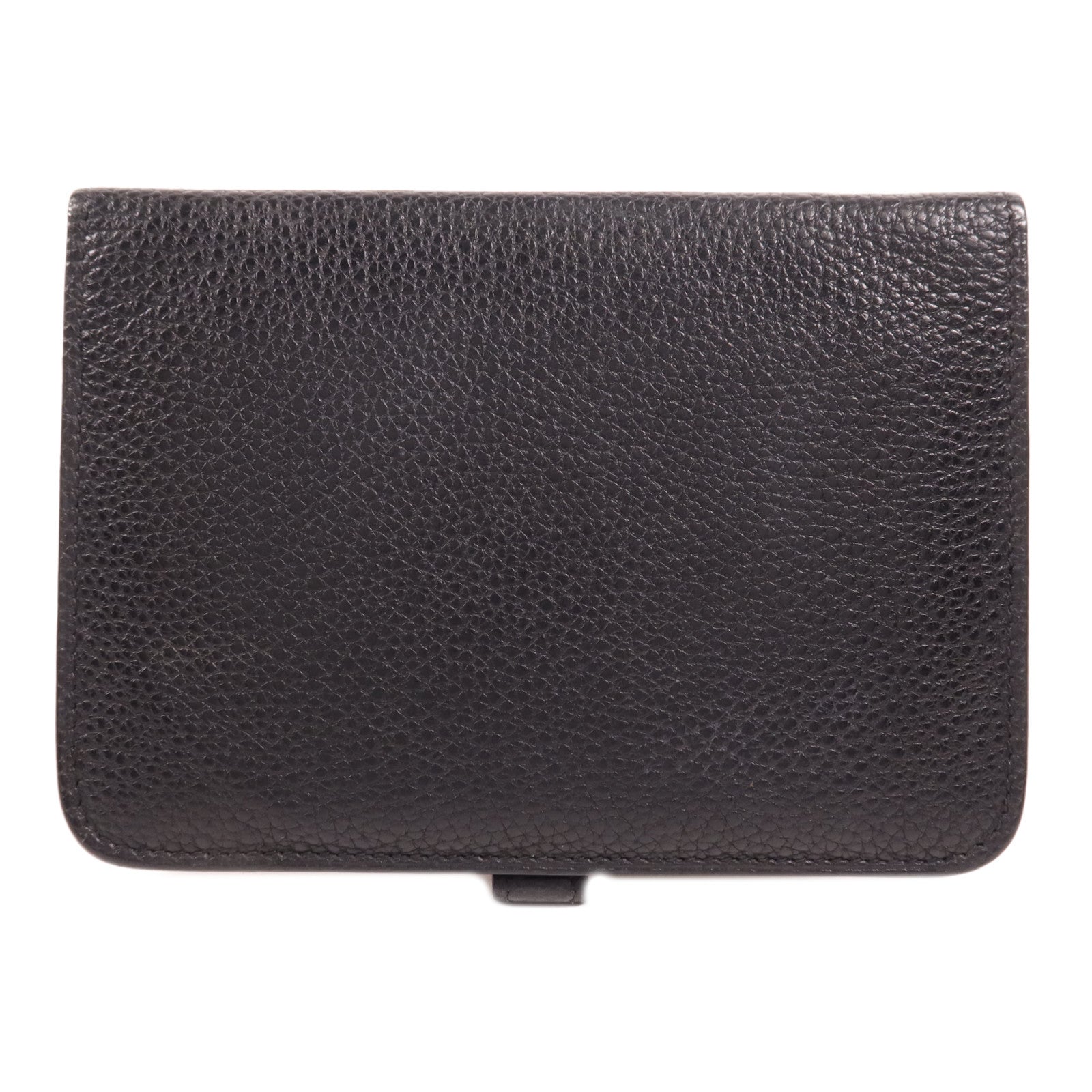 HERMES Togo皮革Dogon Compact銀扣錢包Noir