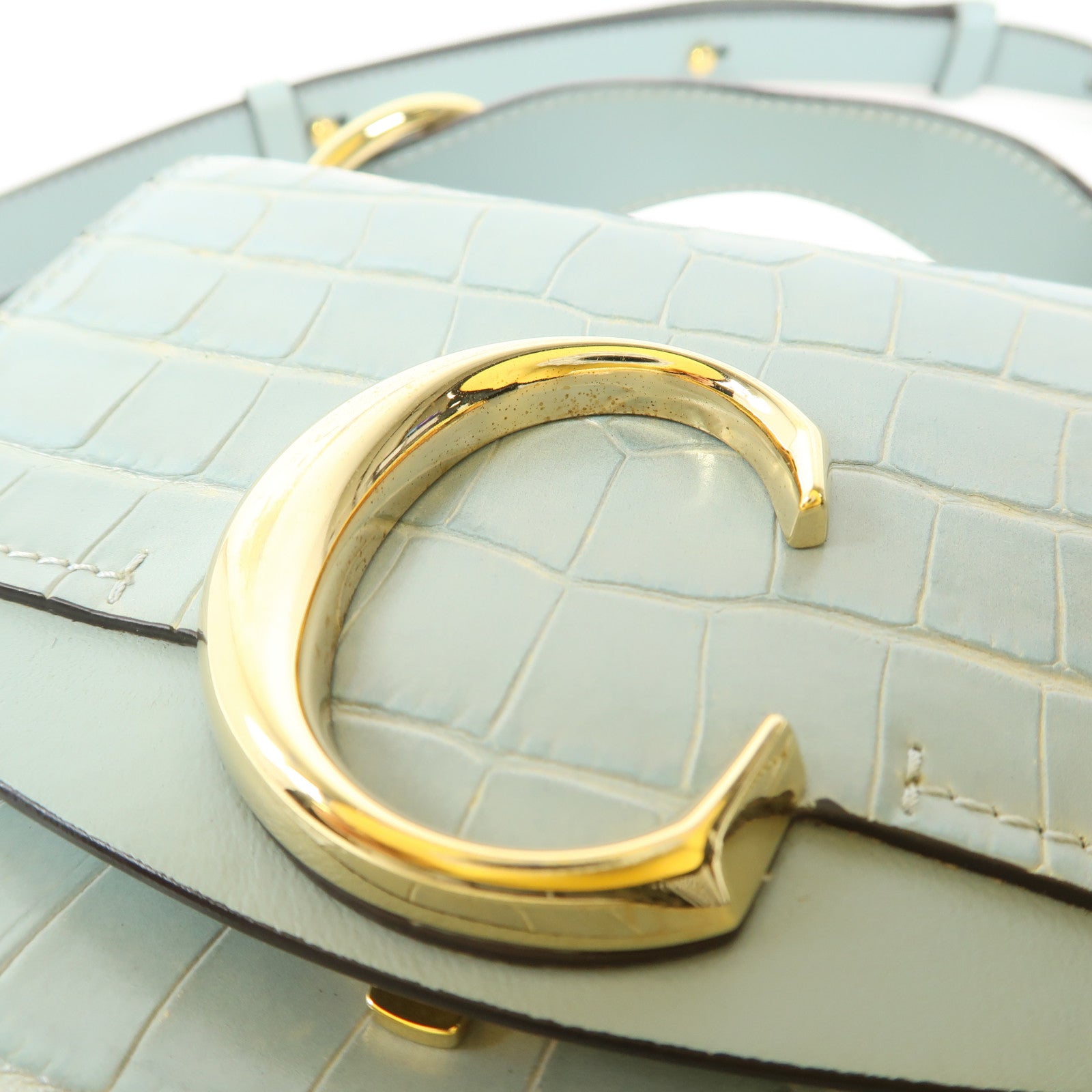 Chloe 牛皮皮革Mini C Bag金扣手挽肩背兩用袋