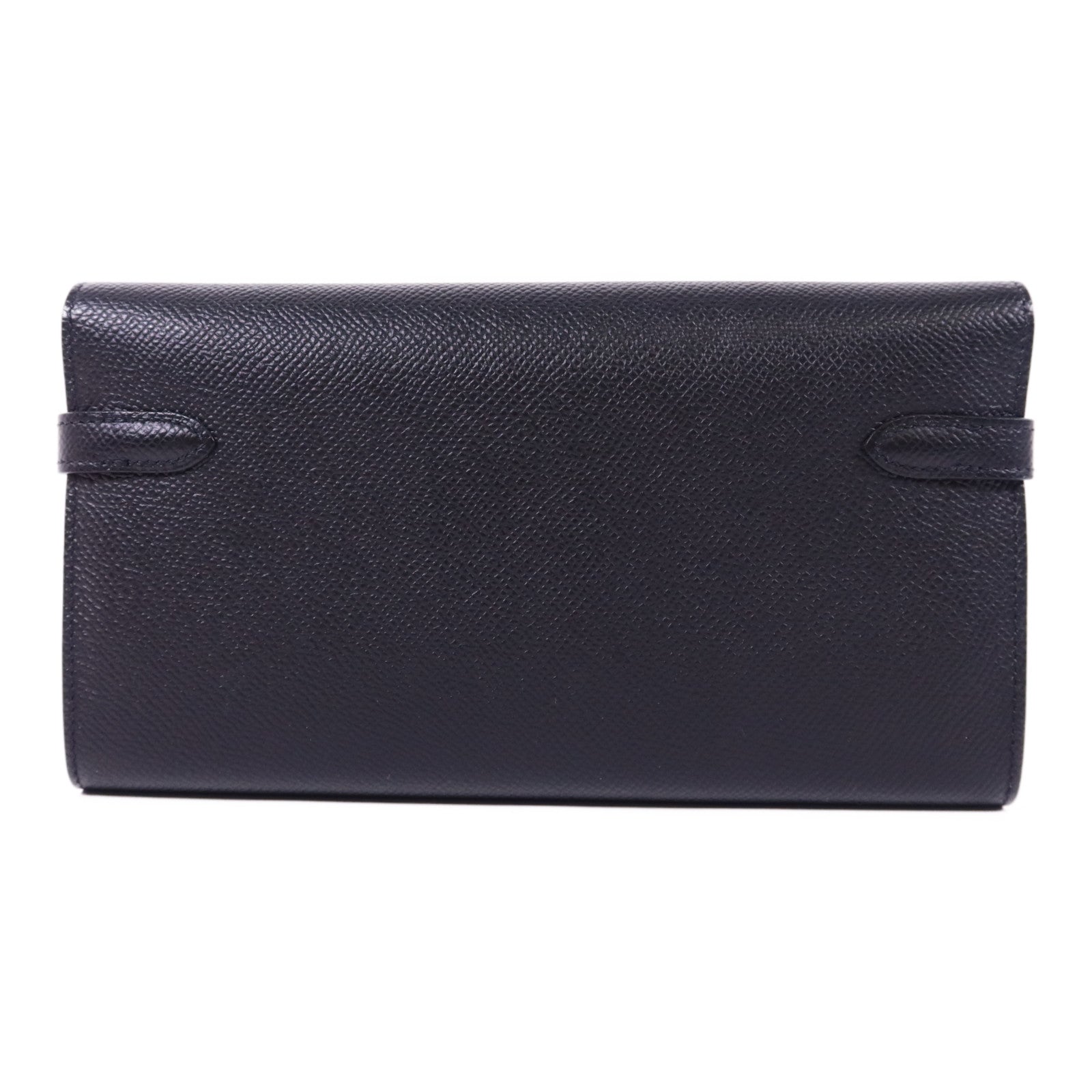 HERMES Epsom皮革Kelly Wallet金扣長錢包Noir