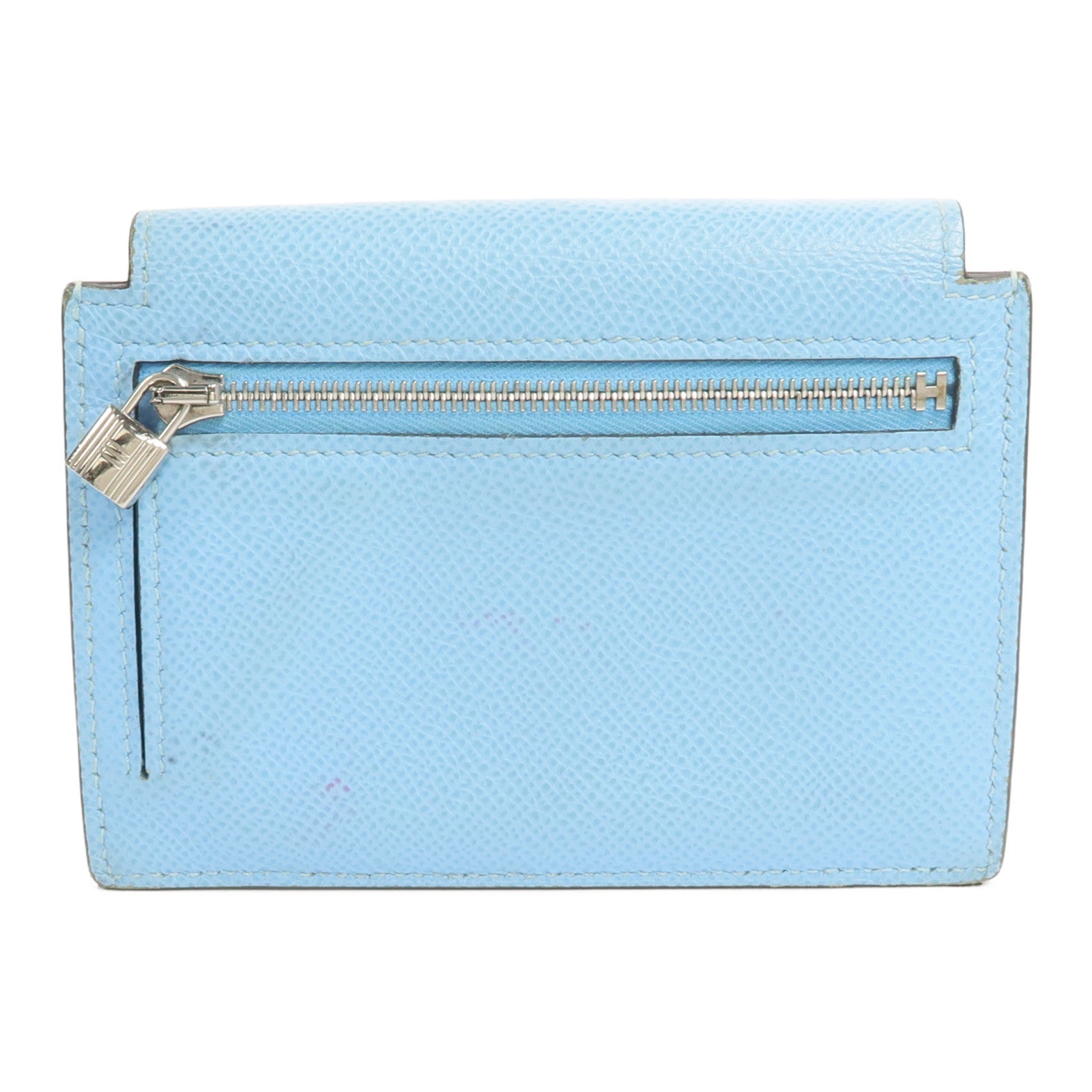 HERMES Epsom皮革Kelly Pocket Compact Wallet錢包Celeste