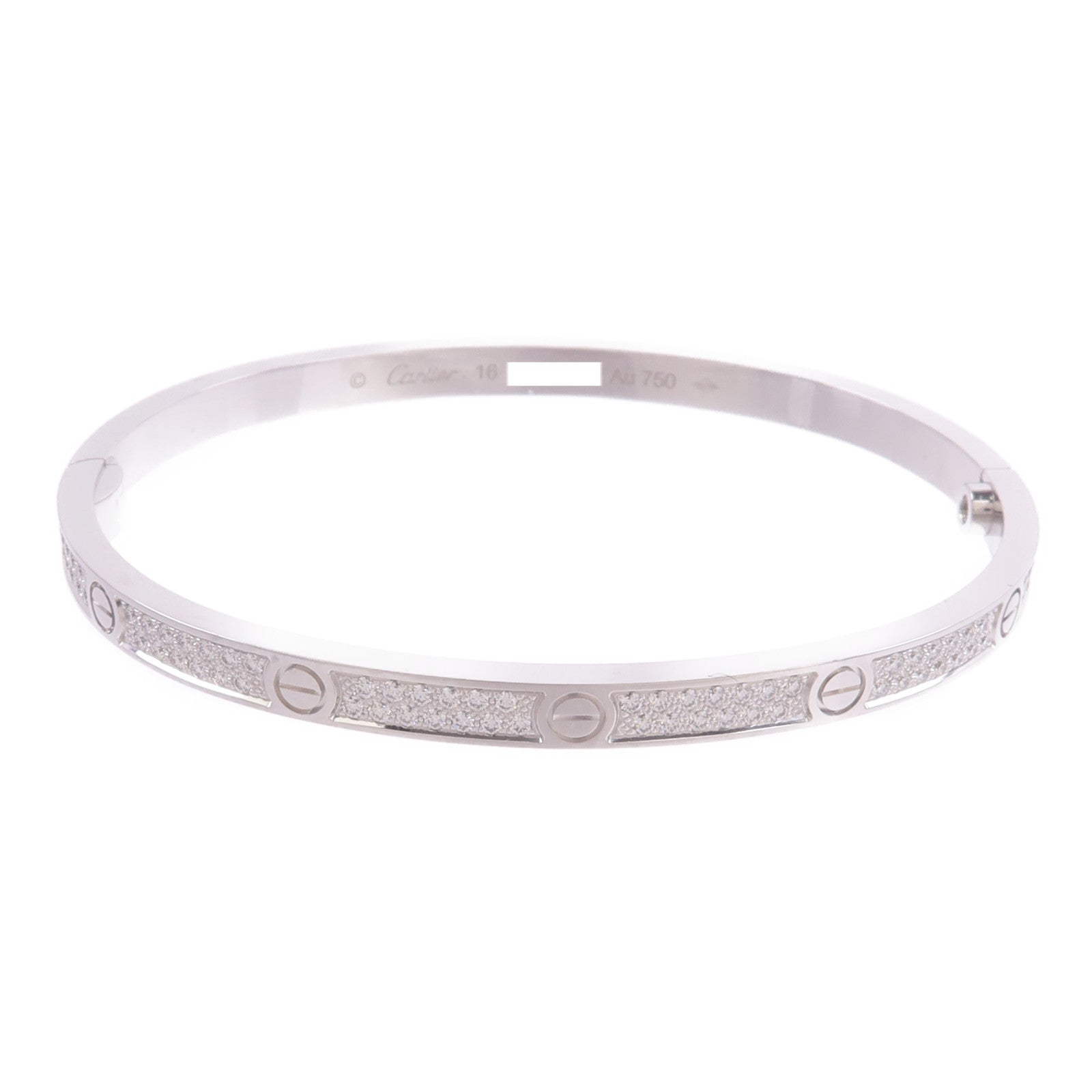 CARTIER 18K白金Love Bangle SM Paved鑽石手鐲