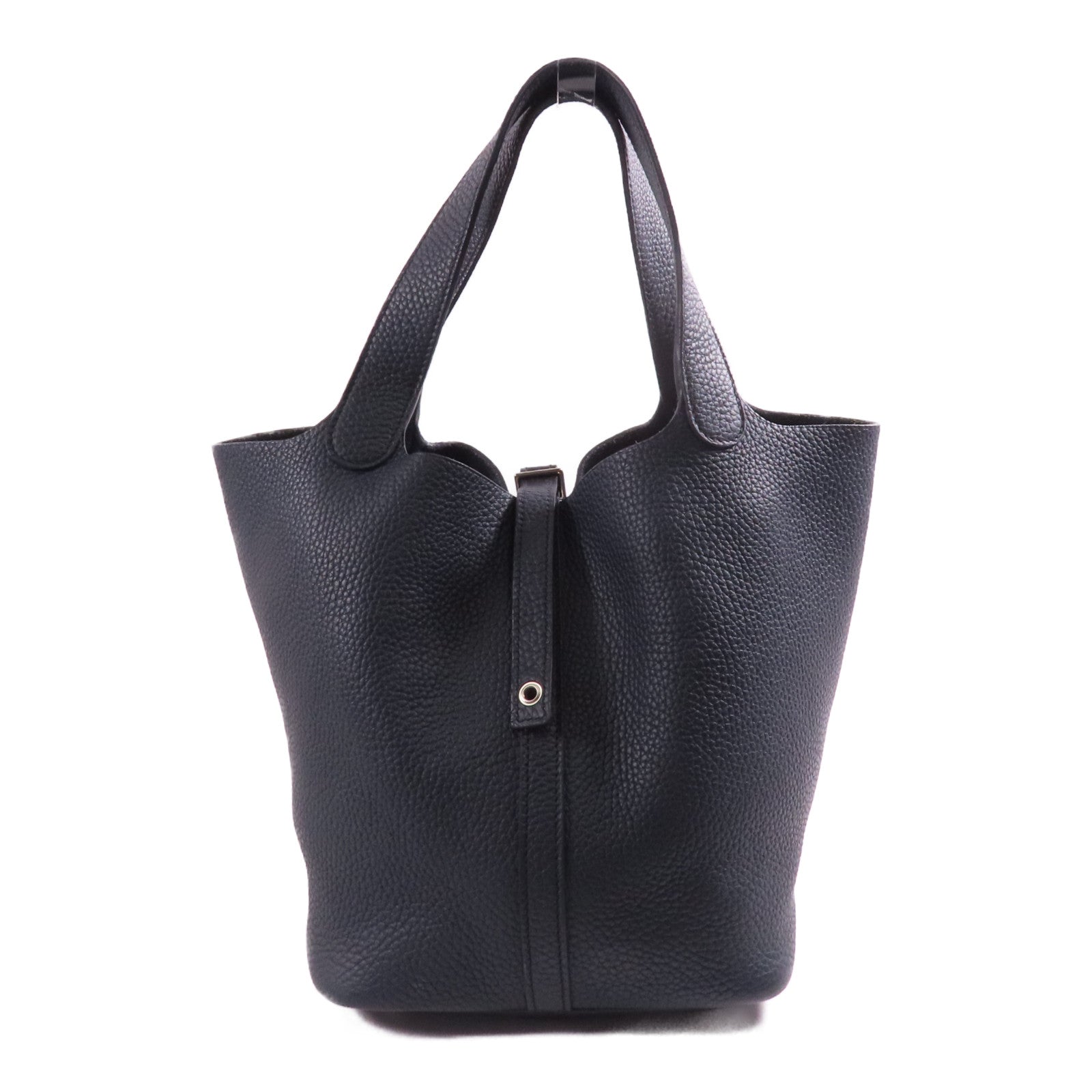 HERMES 【激減優惠】Clemence皮革Picotin MM銀扣手挽袋午夜藍色