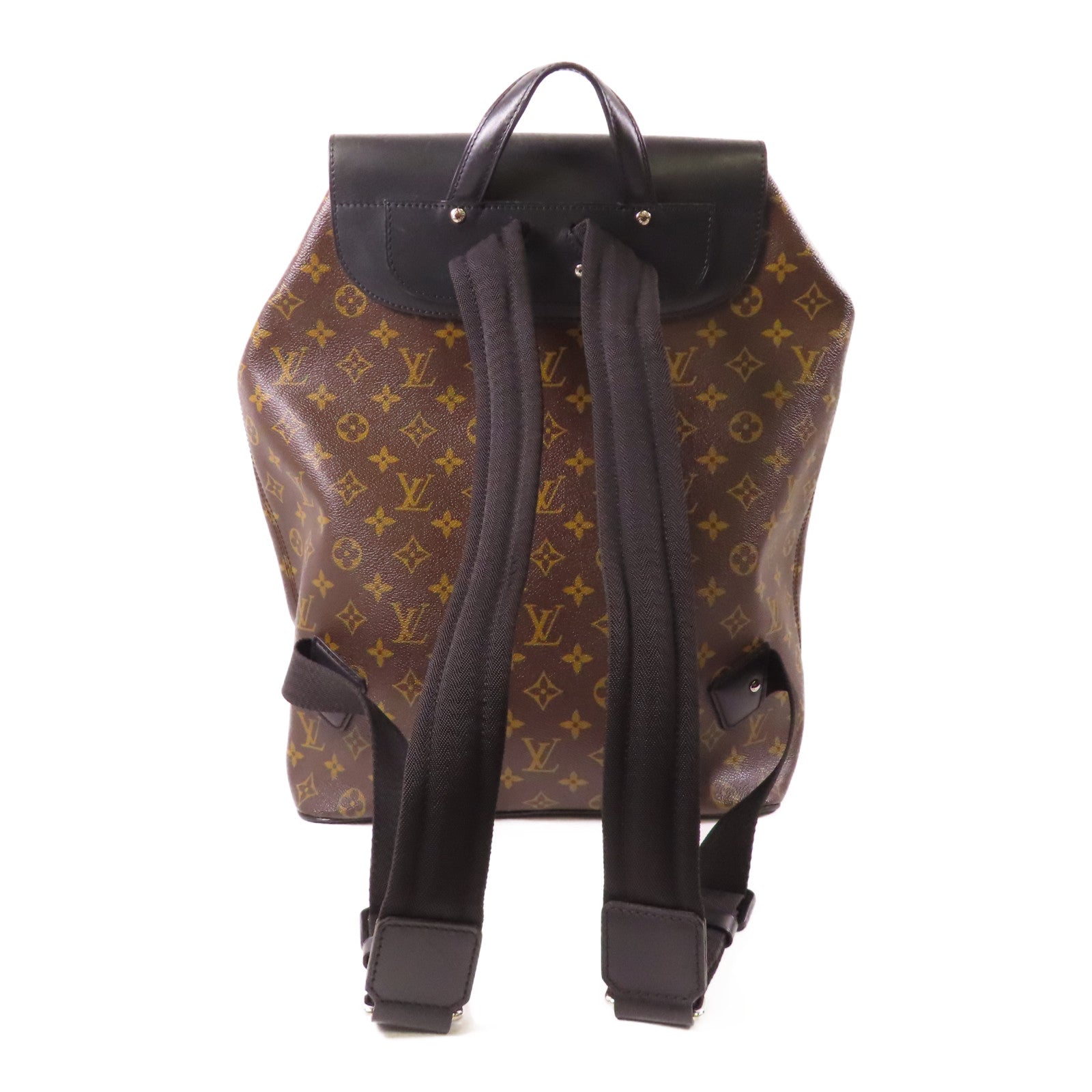 LOUIS VUITTON Monogram Macassar Parc銀扣背包啡色/黑色