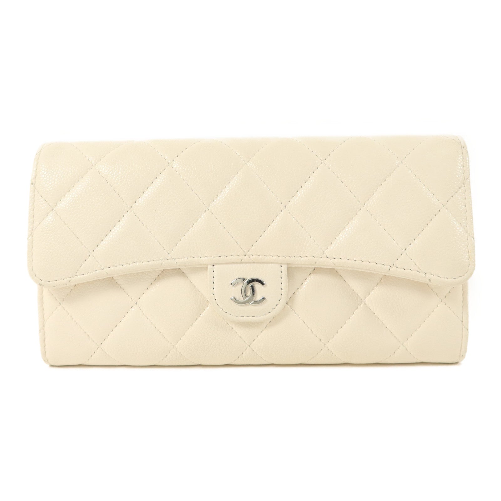 CHANEL 牛皮皮革Classic Long Wallet銀扣長錢包