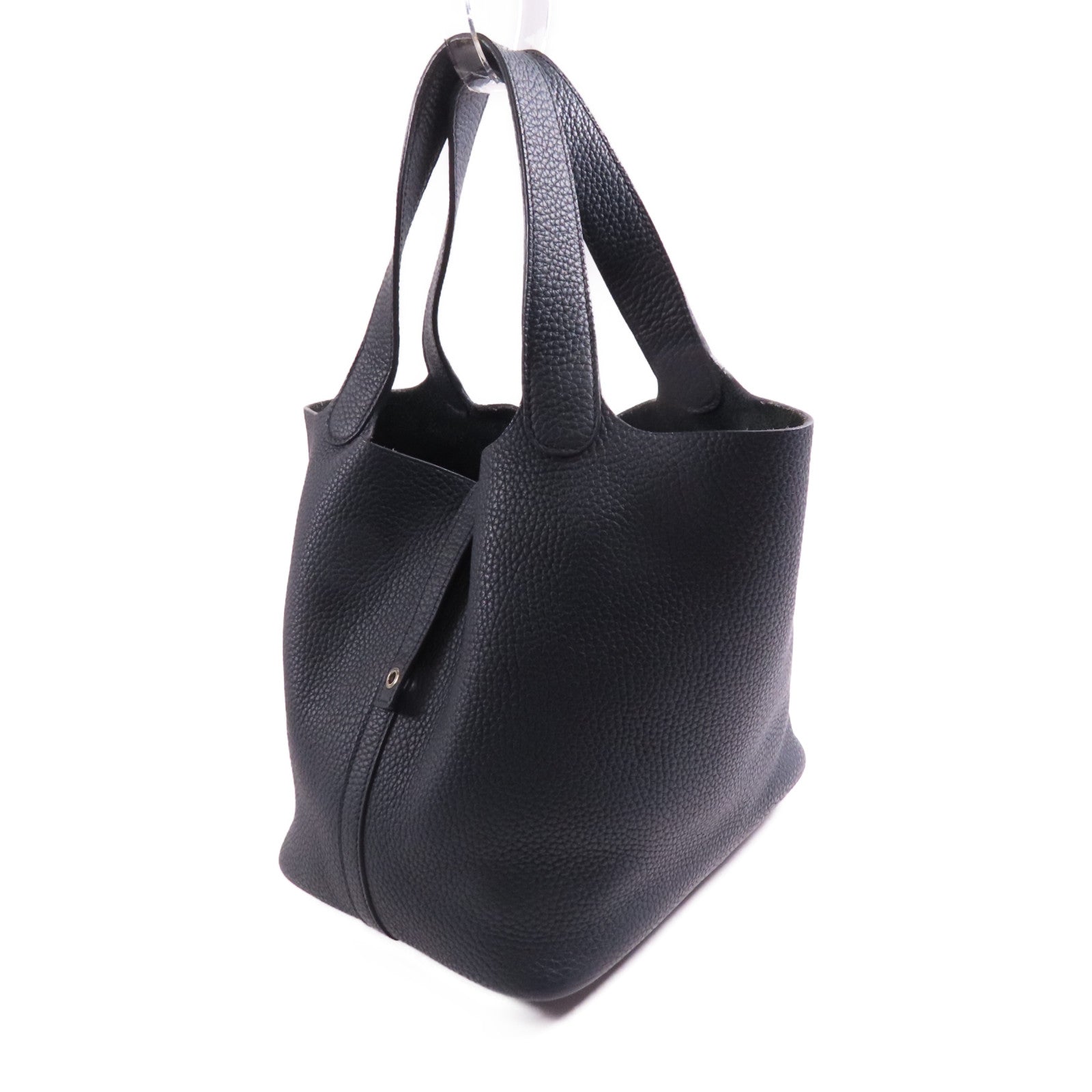 HERMES 【激減優惠】Clemence皮革Picotin MM銀扣手挽袋午夜藍色