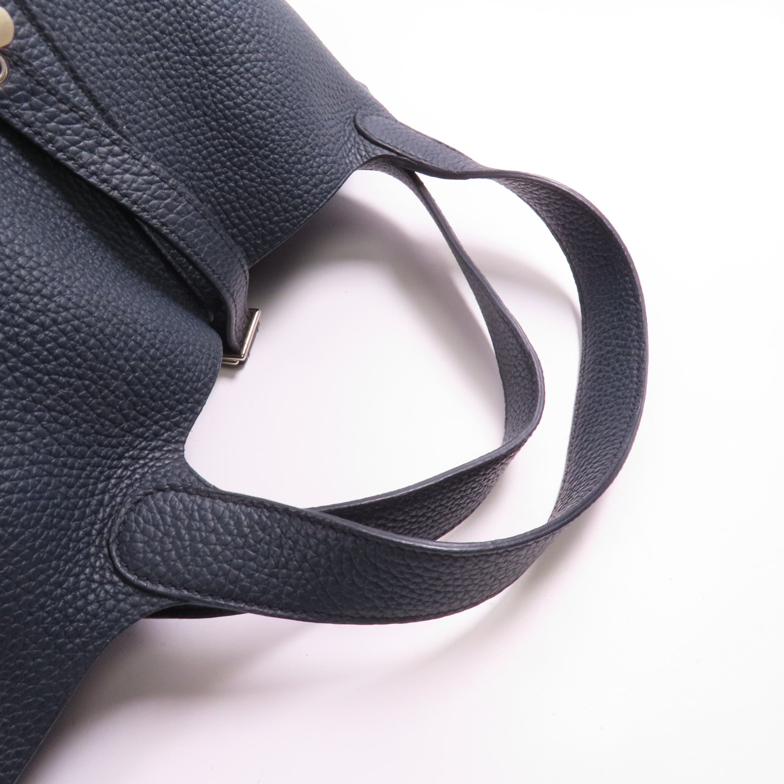 HERMES 【激減優惠】Clemence皮革Picotin MM銀扣手挽袋午夜藍色