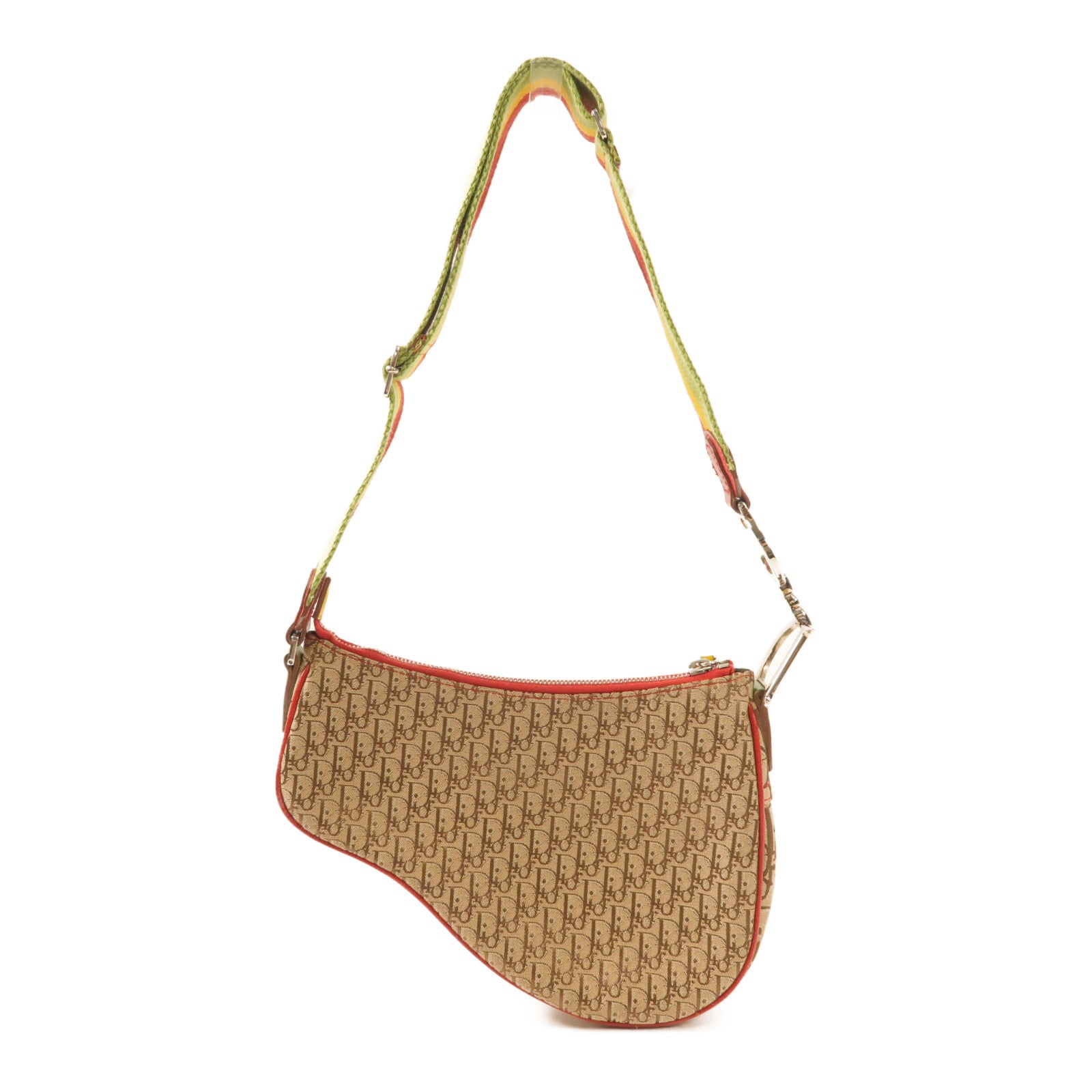 Dior 帆布Saddle Zip Rasta銀扣肩背袋