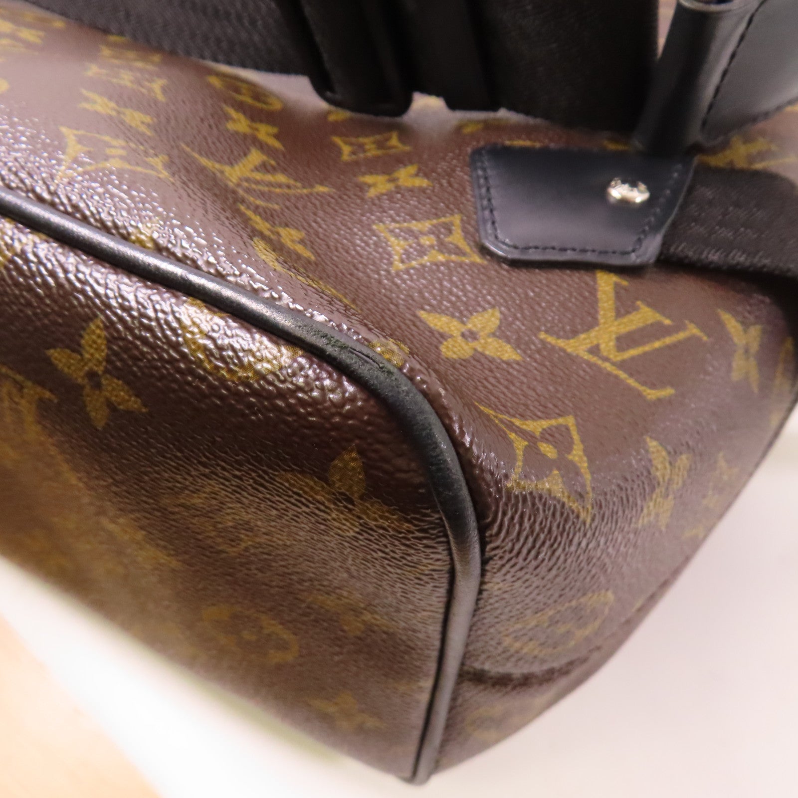 LOUIS VUITTON Monogram Macassar Parc銀扣背包啡色/黑色