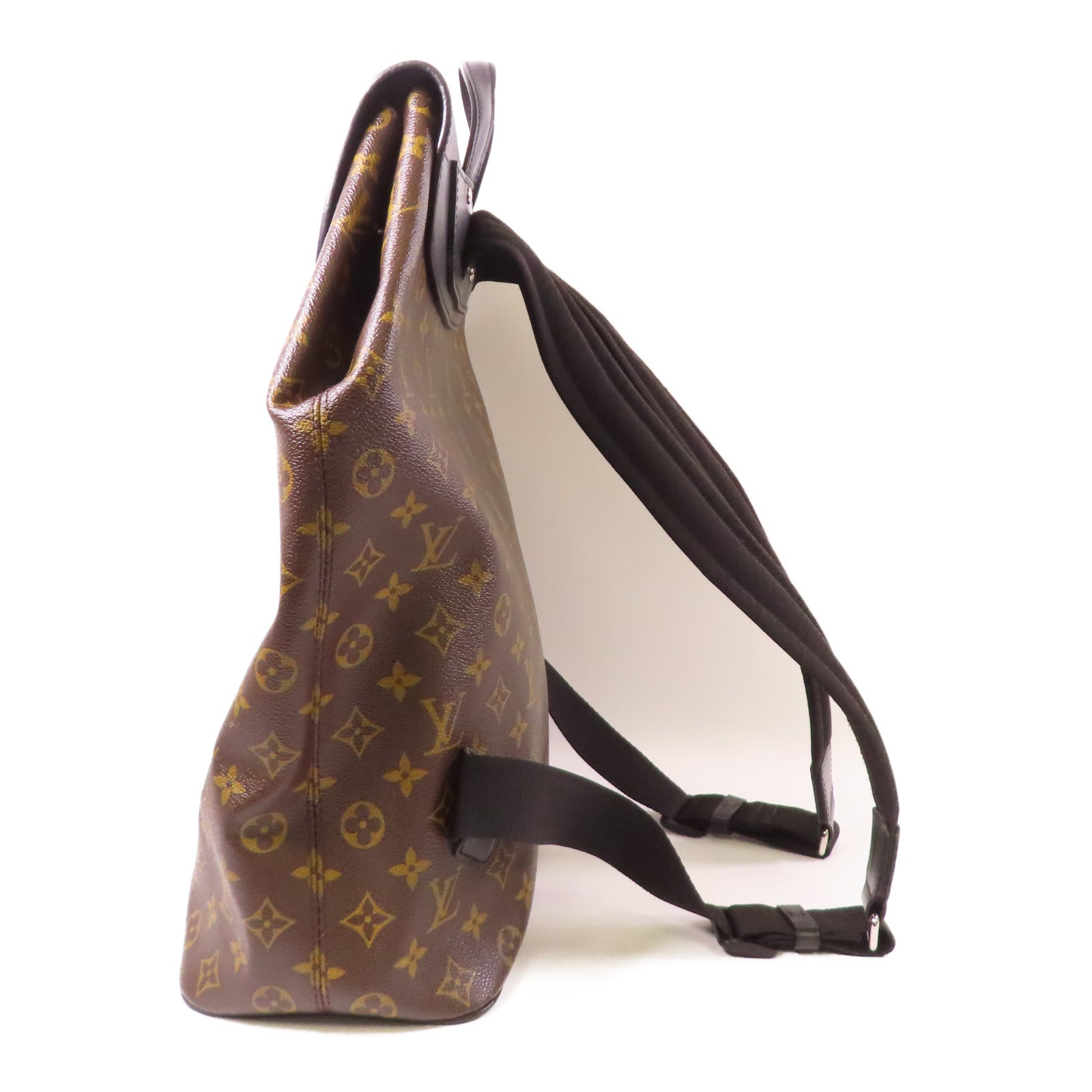 LOUIS VUITTON Monogram Macassar Parc銀扣背包啡色/黑色