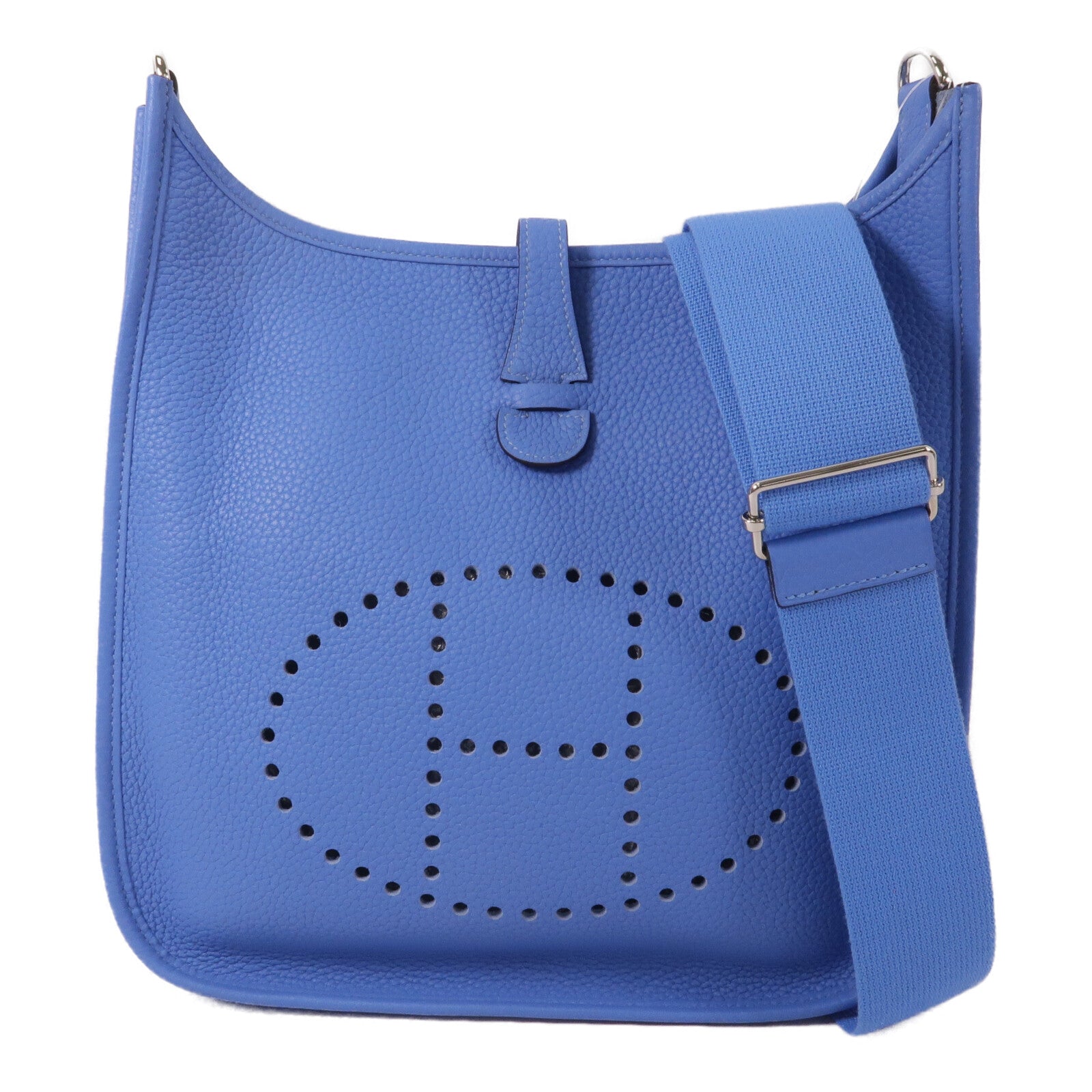 HERMES Clemence皮革Evelyne PM肩背袋Bleu Paradis