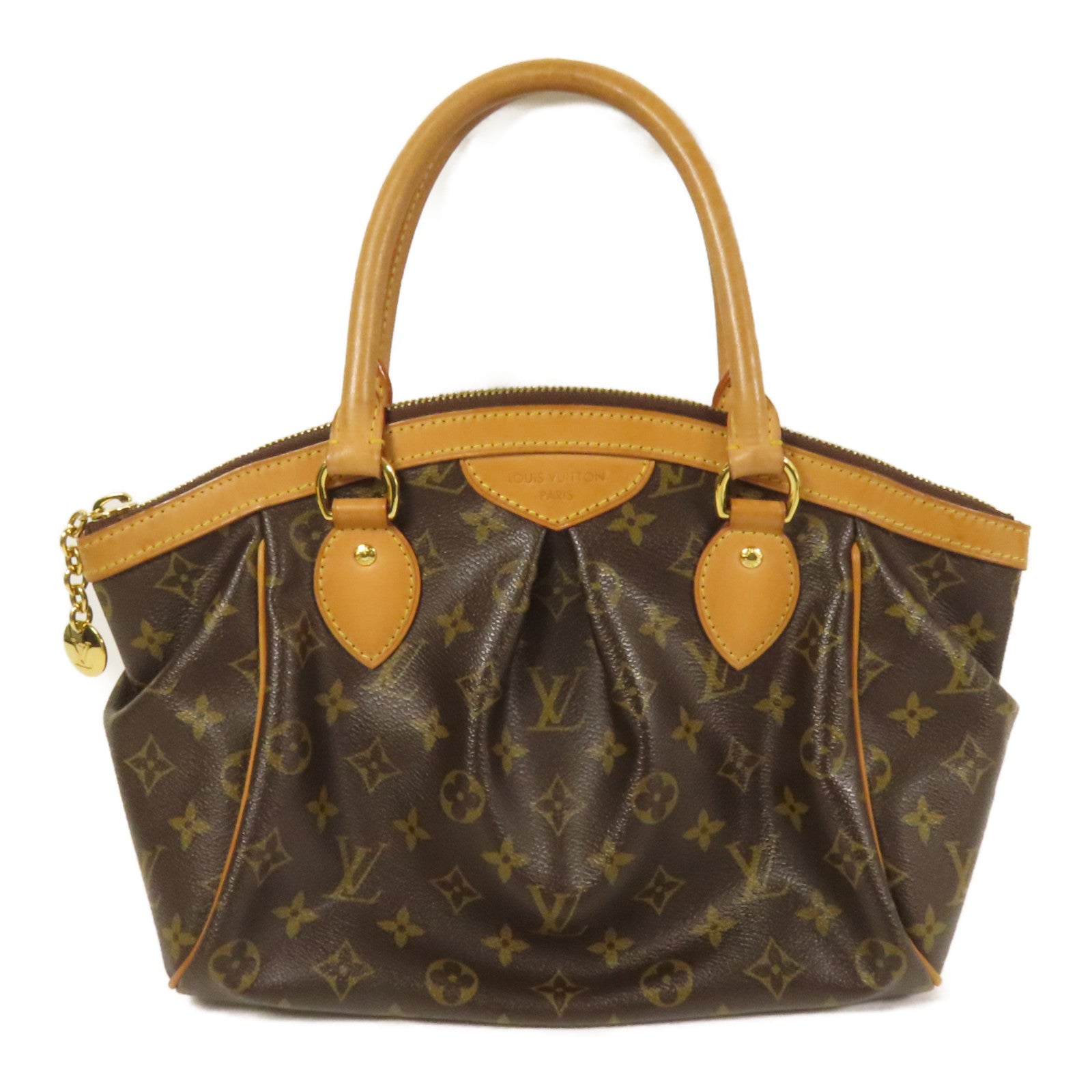 LOUIS VUITTON Monogram Tivoli PM金扣手挽袋棕色