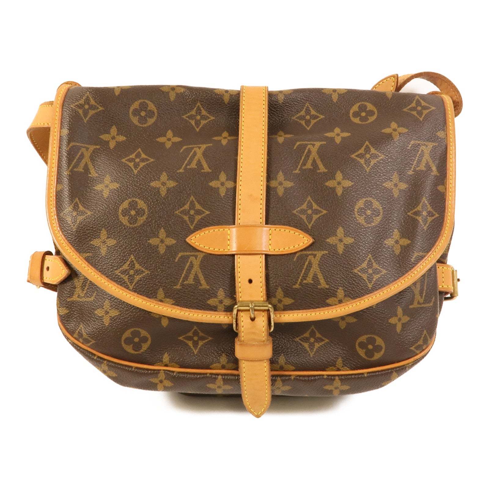 LOUIS VUITTON Monogram Saumur 30金扣肩背袋棕色