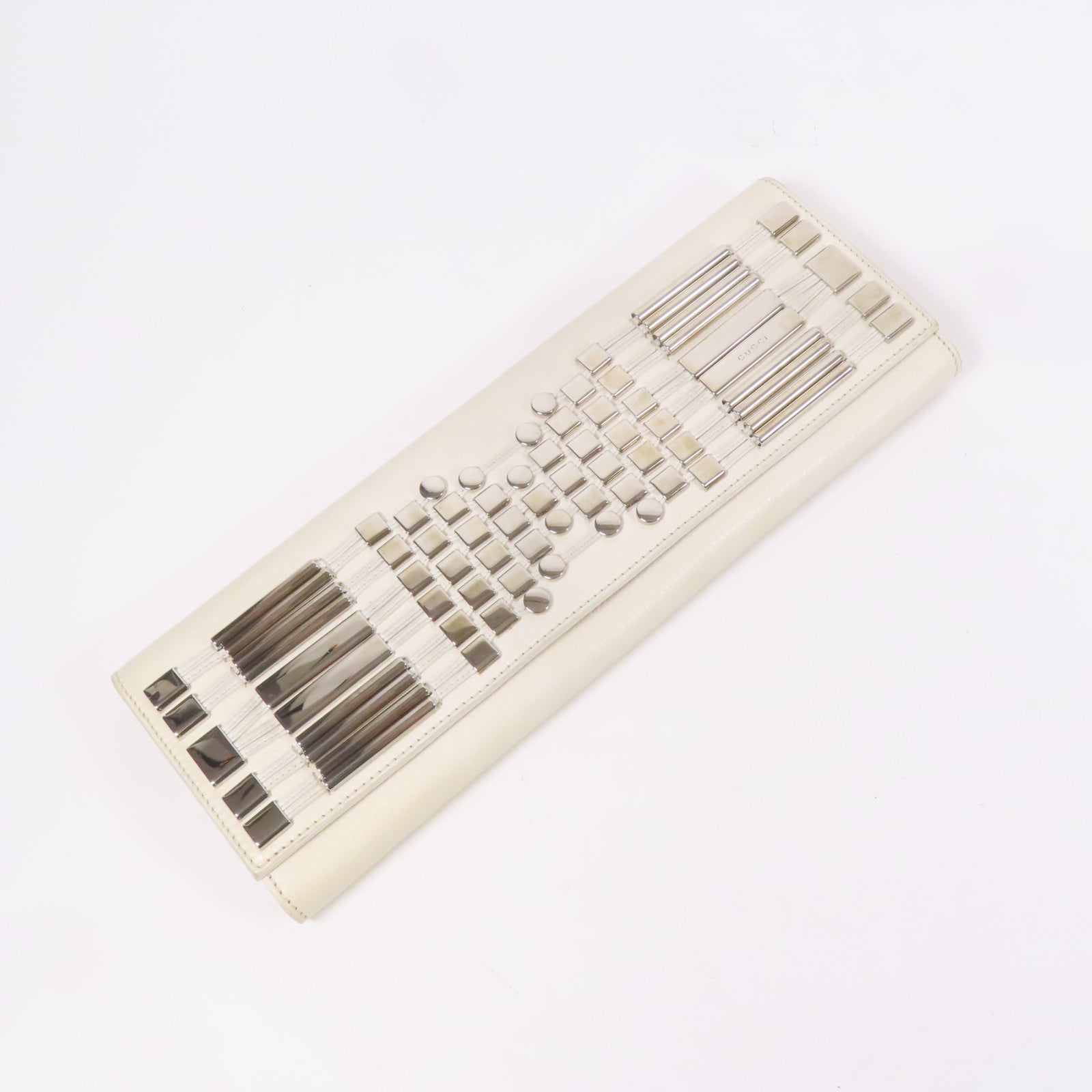 GUCCI 皮革Clutch Bag銀扣手拿包