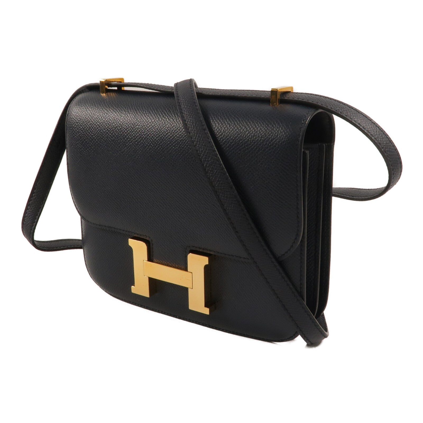 HERMES Epsom皮革Constance Mini肩背袋Bleu Indigo
