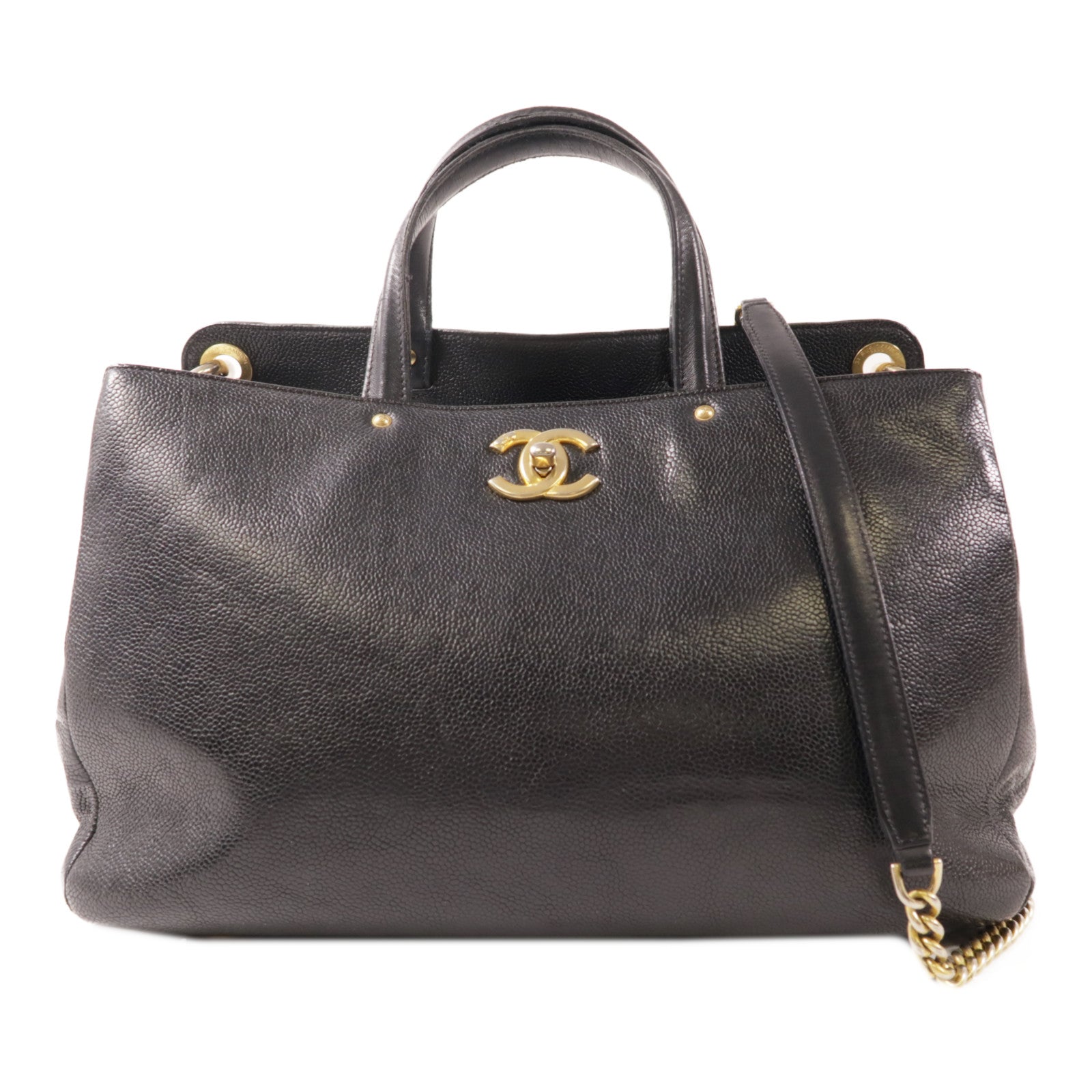 CHANEL 牛皮皮革2Way Shoulder Bag金扣手挽肩背兩用袋