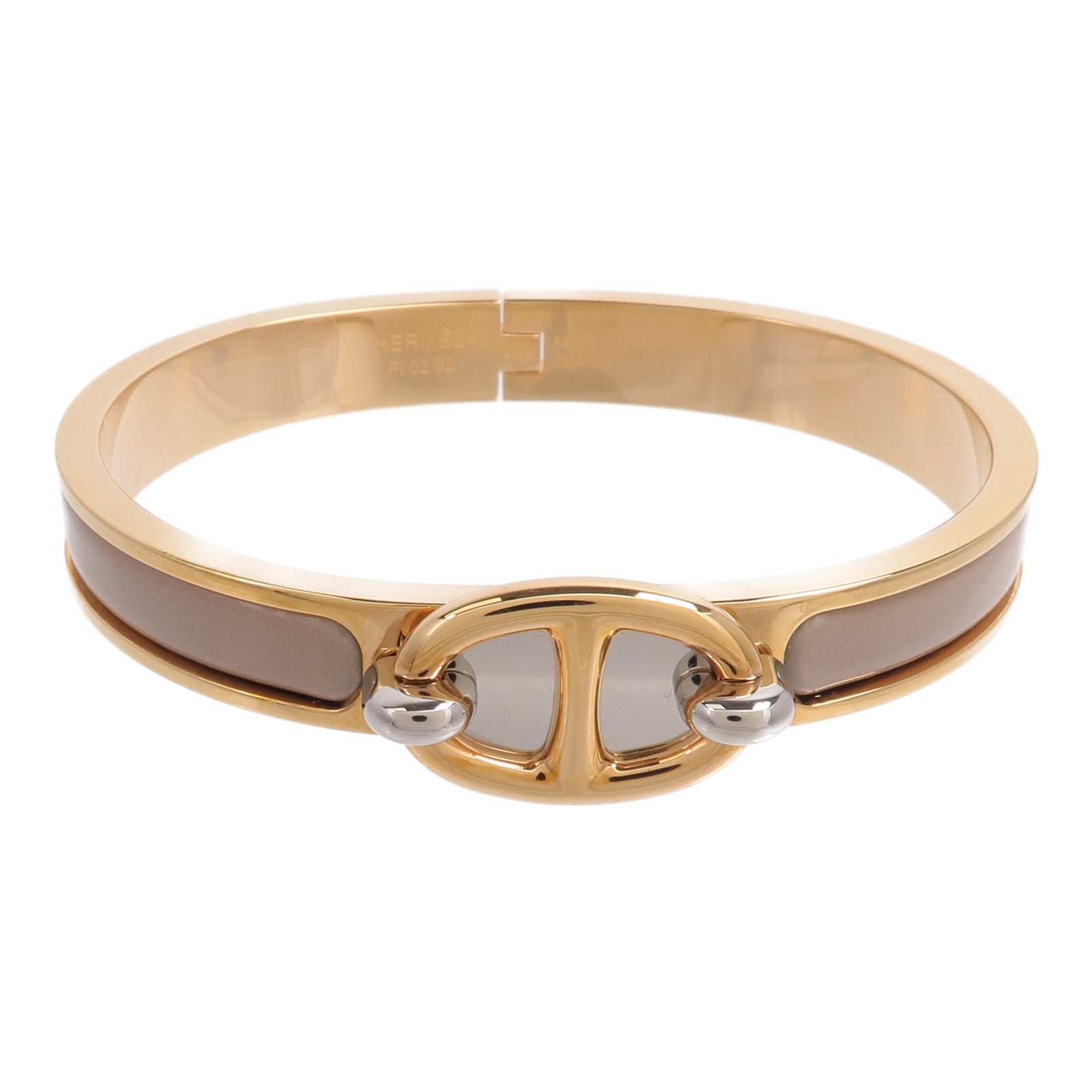 HERMES 金屬/琺瑯Mini Clic Chaine d'Ancre Bracelet手鐲Marron Glace