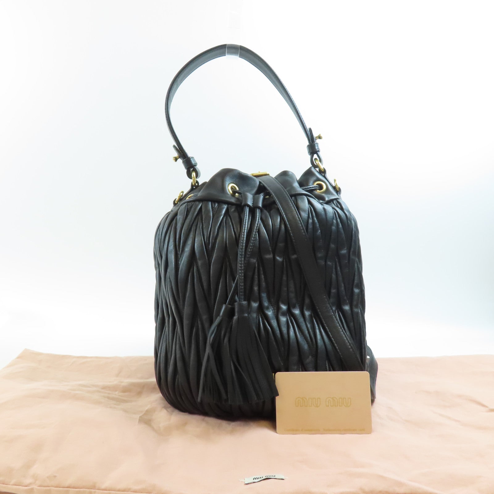 Miu Miu 羊皮皮革Shoulder Bag金扣手挽肩背兩用袋黑色