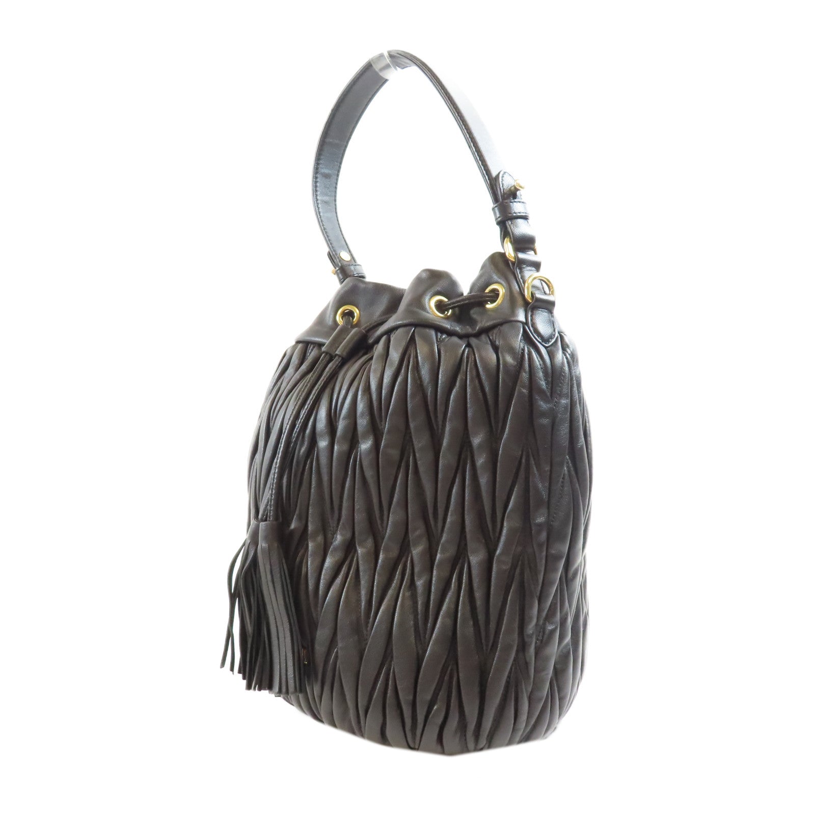 Miu Miu 羊皮皮革Shoulder Bag金扣手挽肩背兩用袋黑色