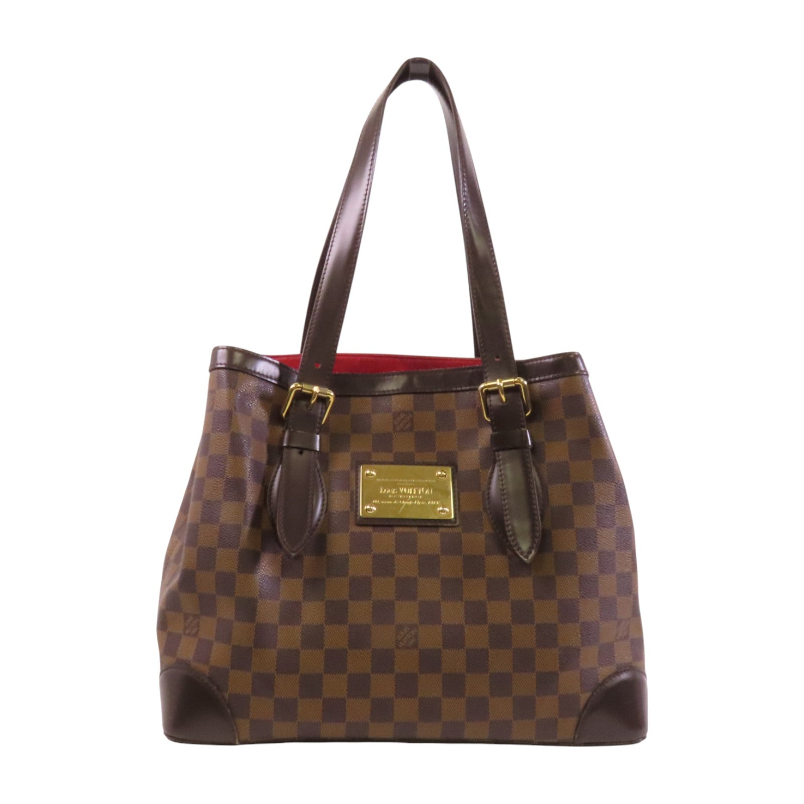 LOUIS VUITTON Damier Ebene Hampstead MM金扣肩背袋