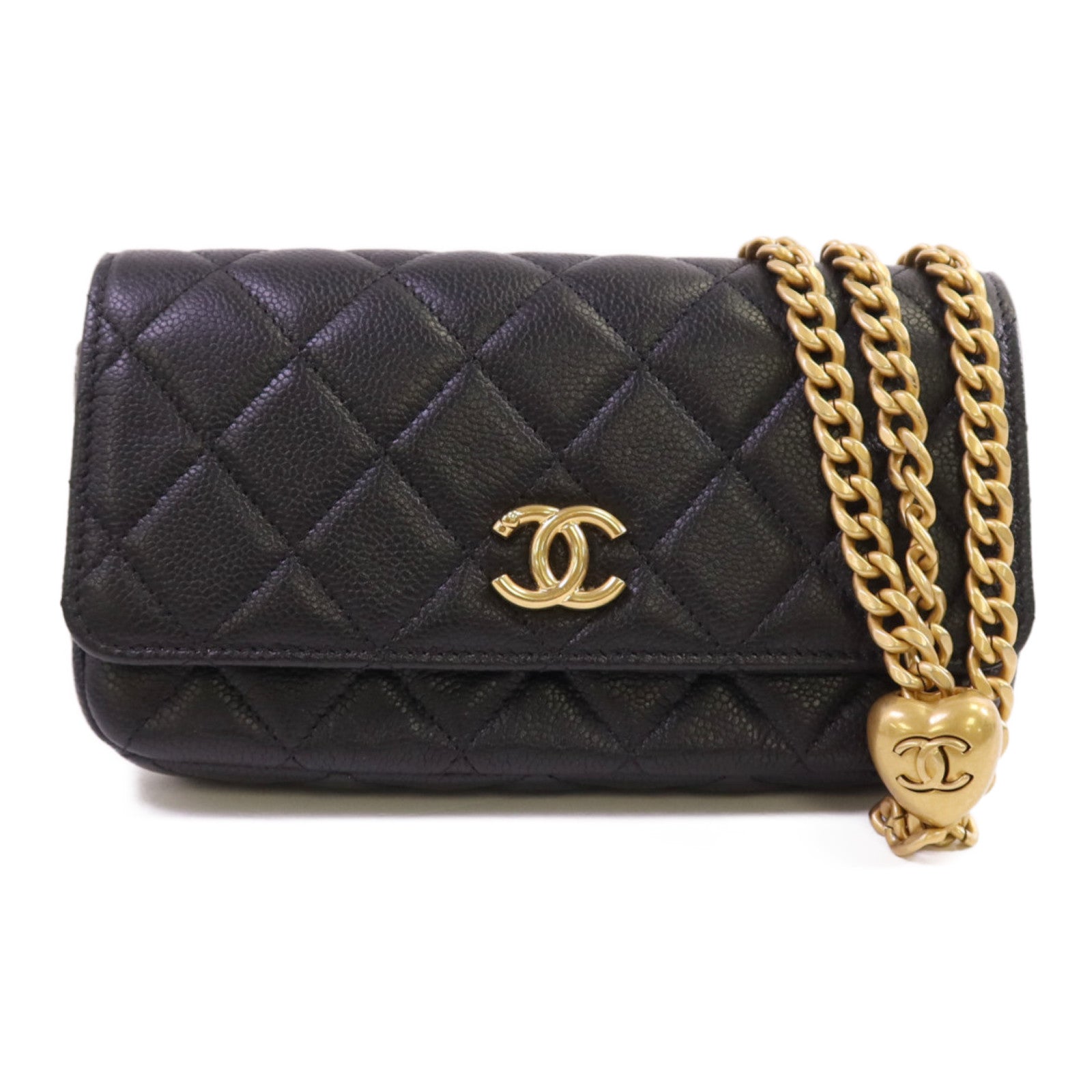 CHANEL 牛皮皮革Waist Bag金扣鏈帶腰包