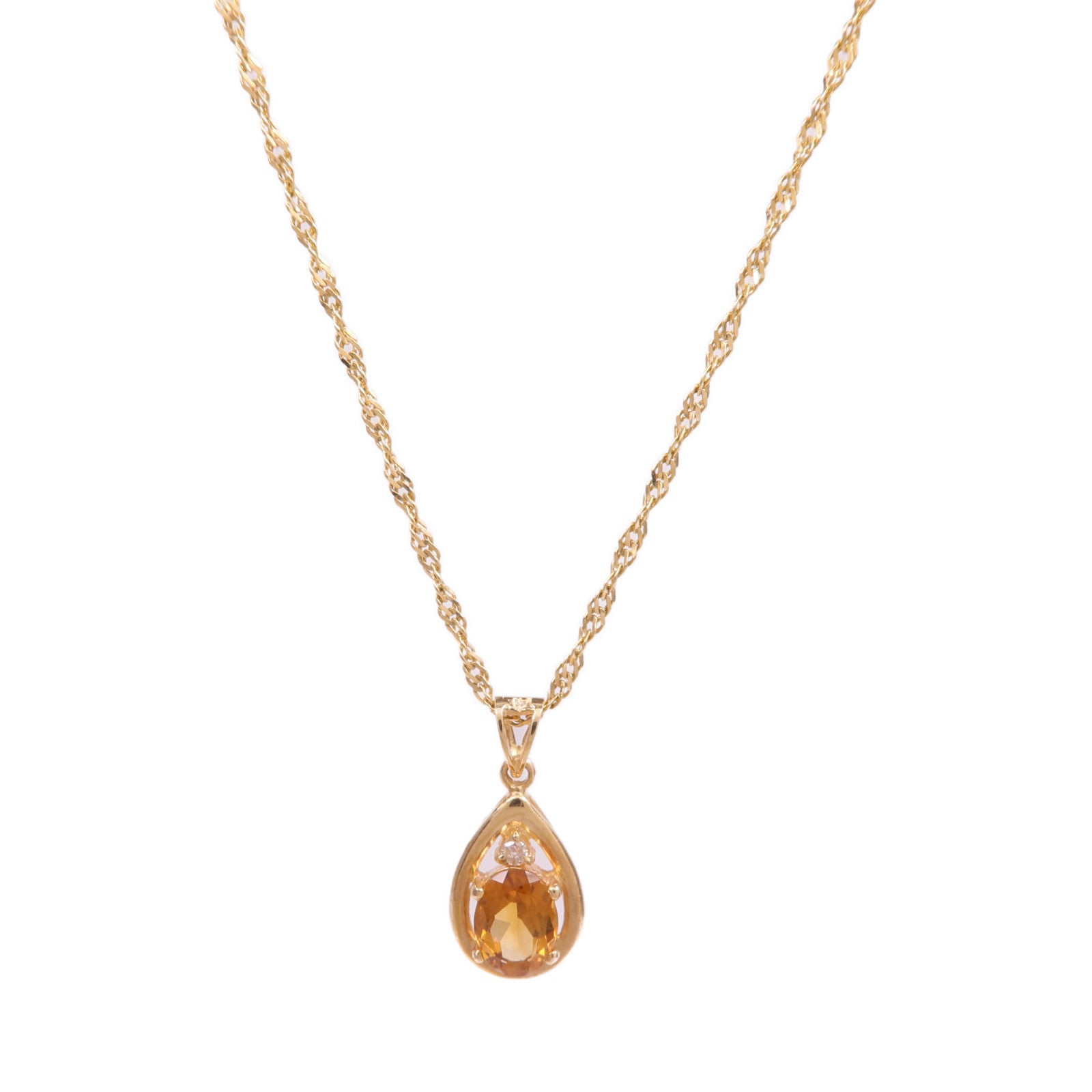 JEWELRY 14K黃金Citrine Diamond Necklace黄水晶/鑽石項鍊