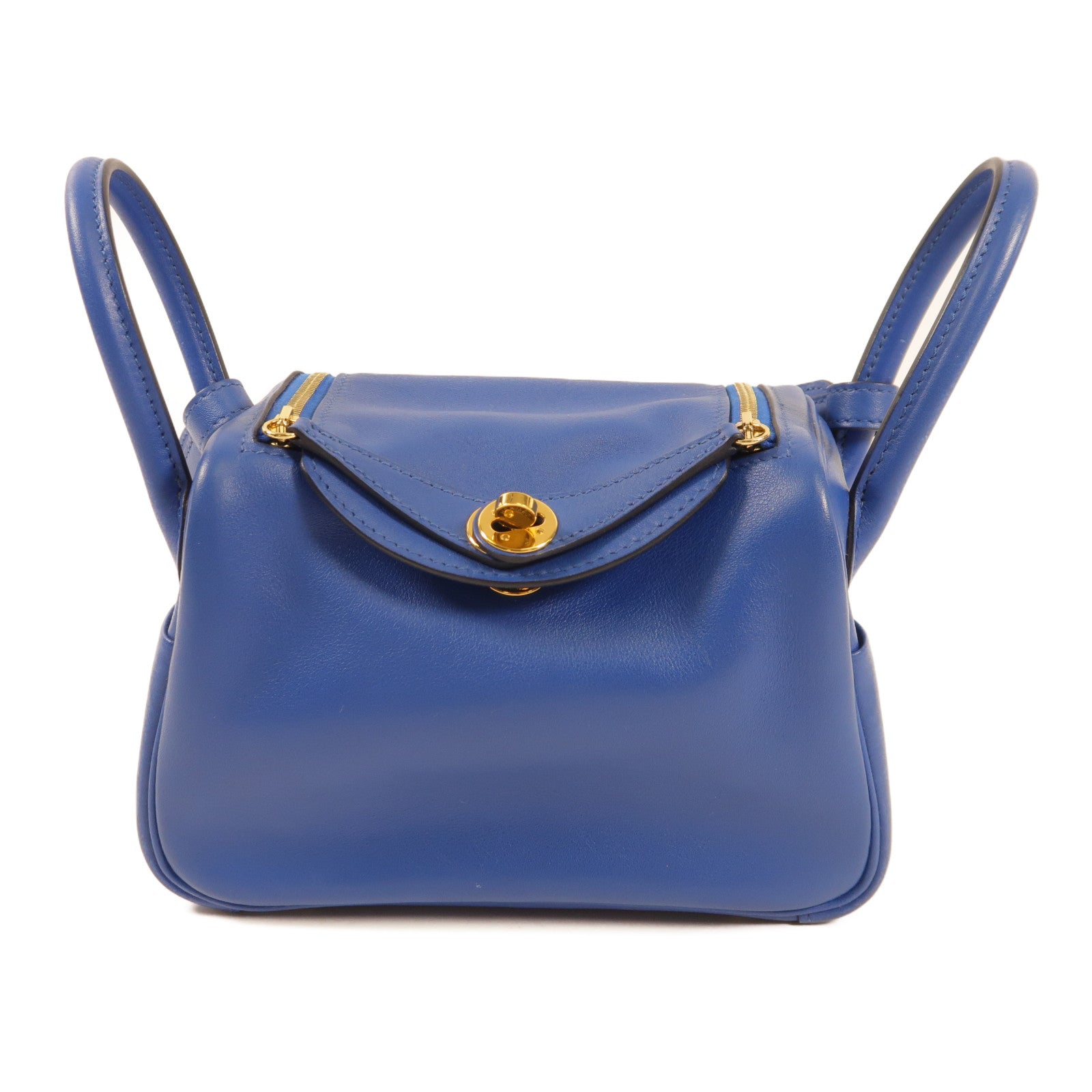 HERMES GHW Mini Lindy 20 Handbag Shoulder Bag Swift Leather Bleu France