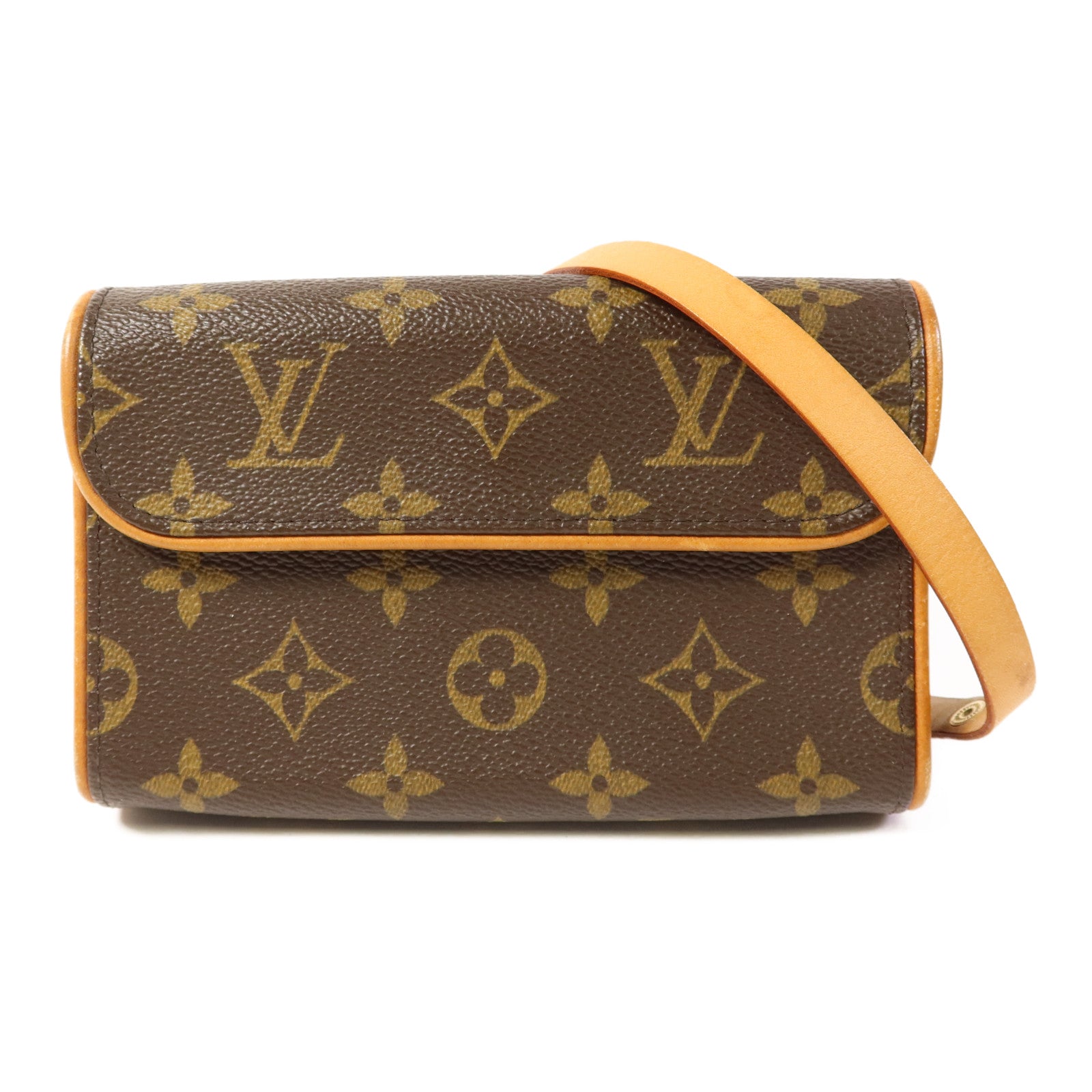LOUIS VUITTON Monogram Pochette Florentine金扣腰包棕色